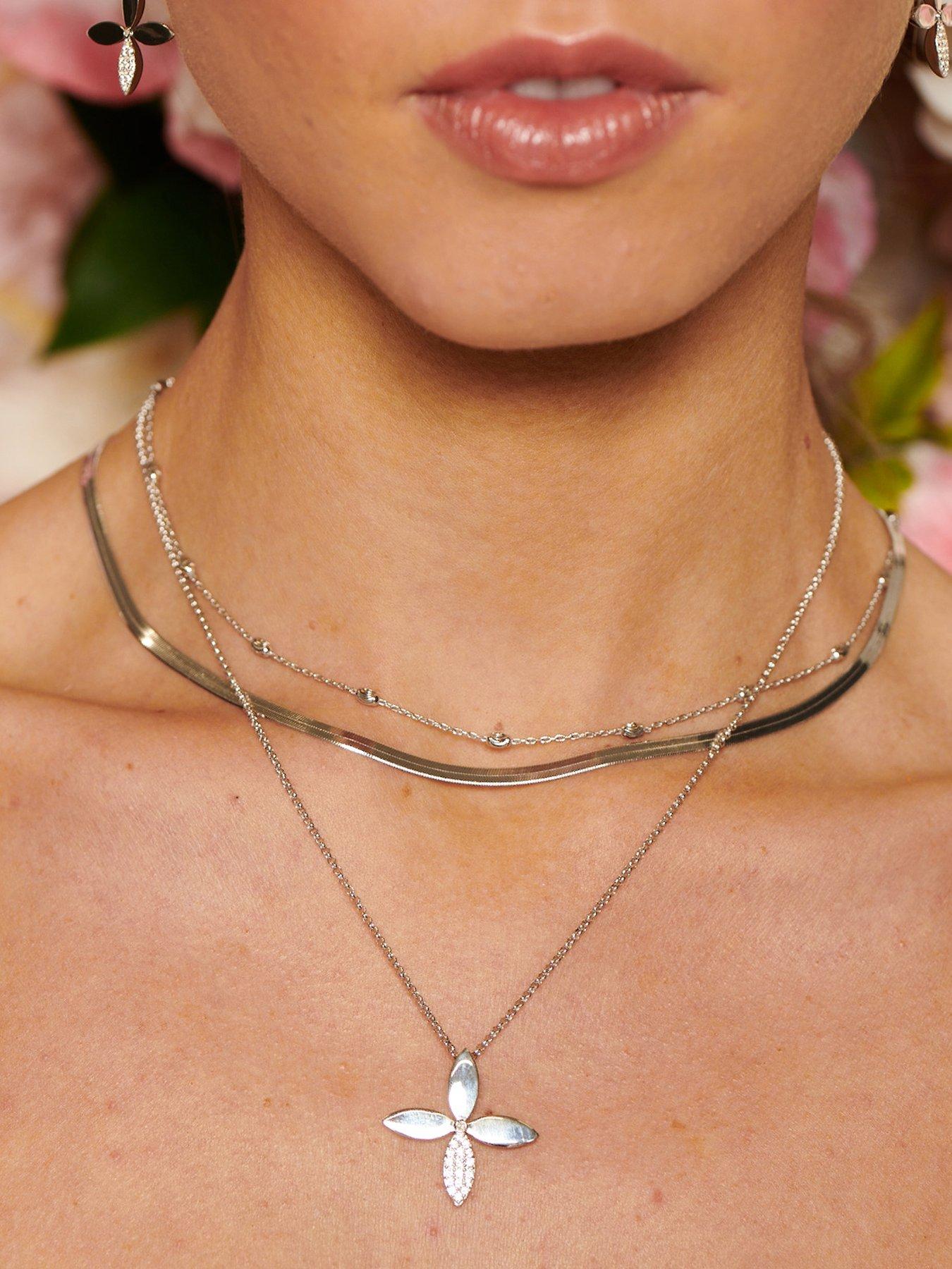  image of hot-diamonds-cross-flower-pendant