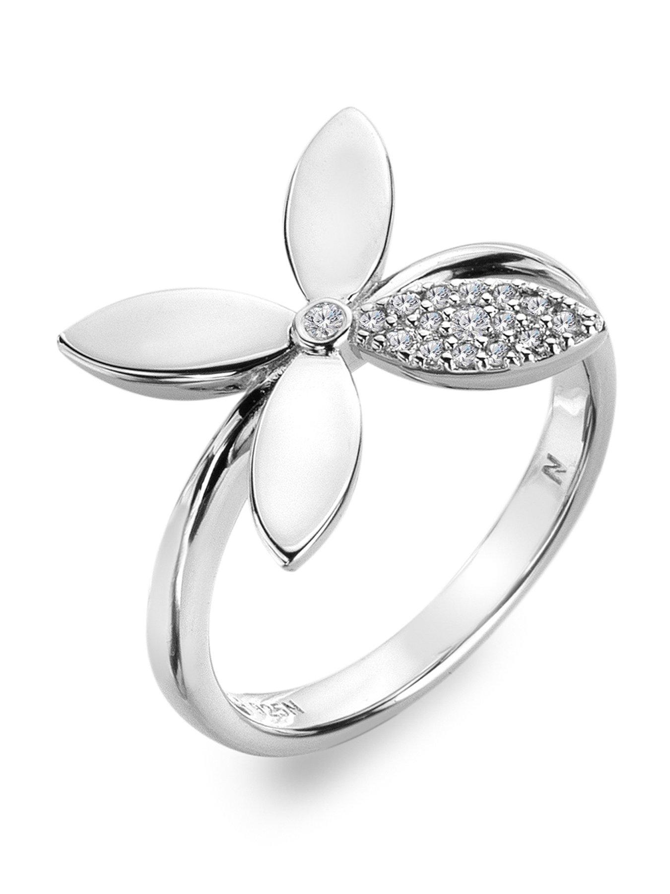 Image 1 of 3 of Hot Diamonds Cross Flower Ring