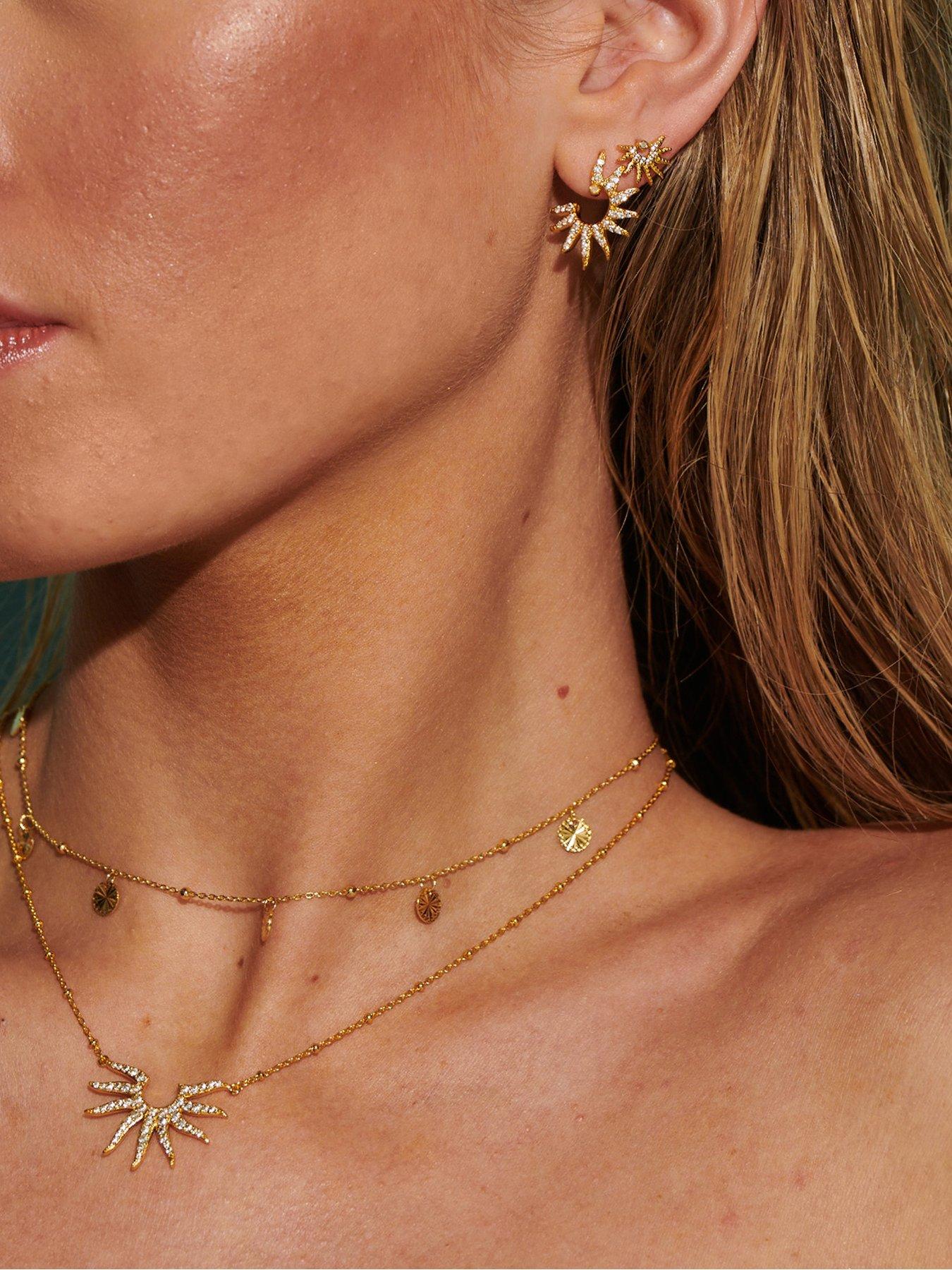 Image 3 of 3 of Hot Diamonds 3/4 Sun Statement Earrings - YGP