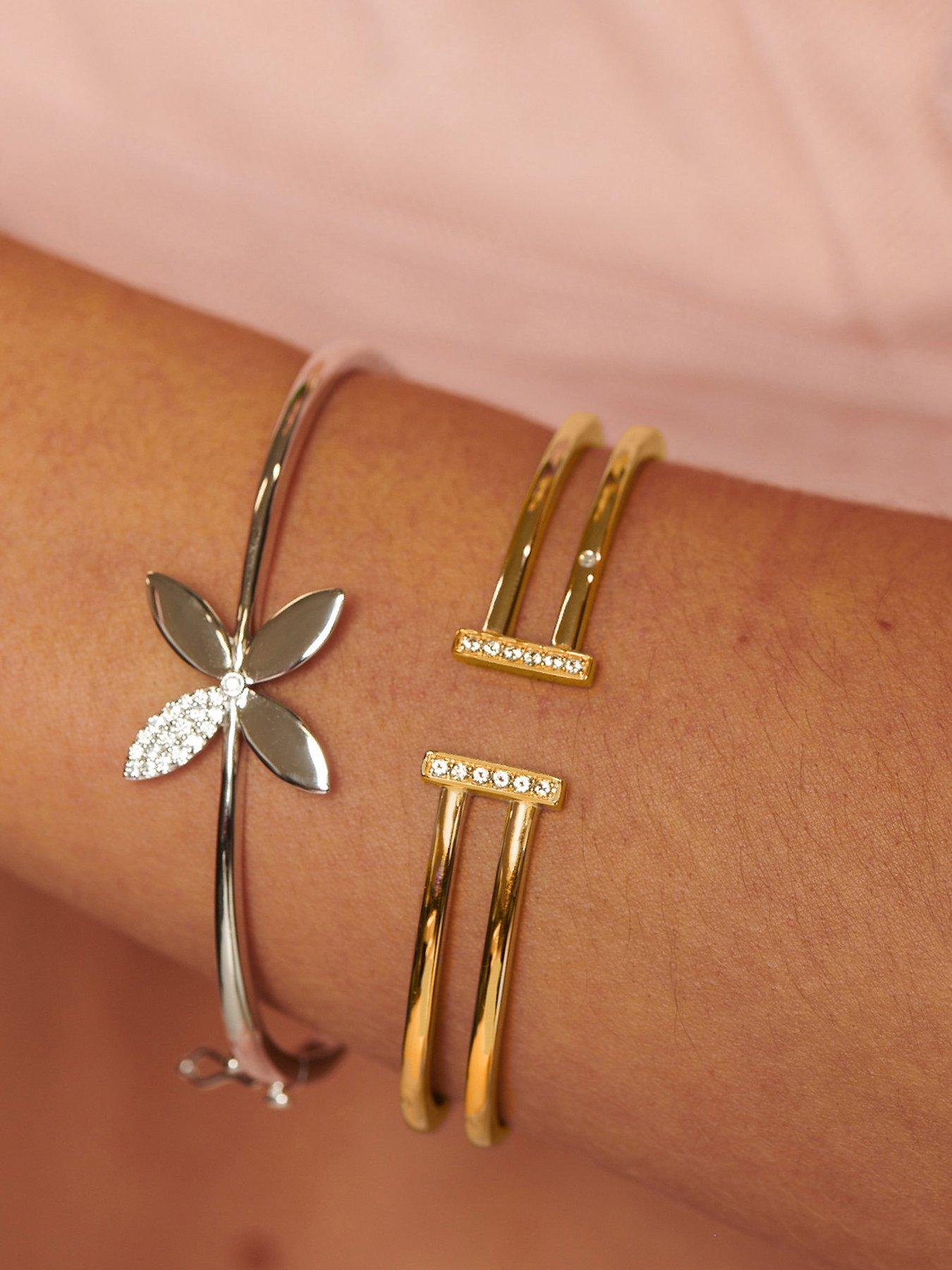  image of hot-diamonds-double-t-bar-bangle-ygp