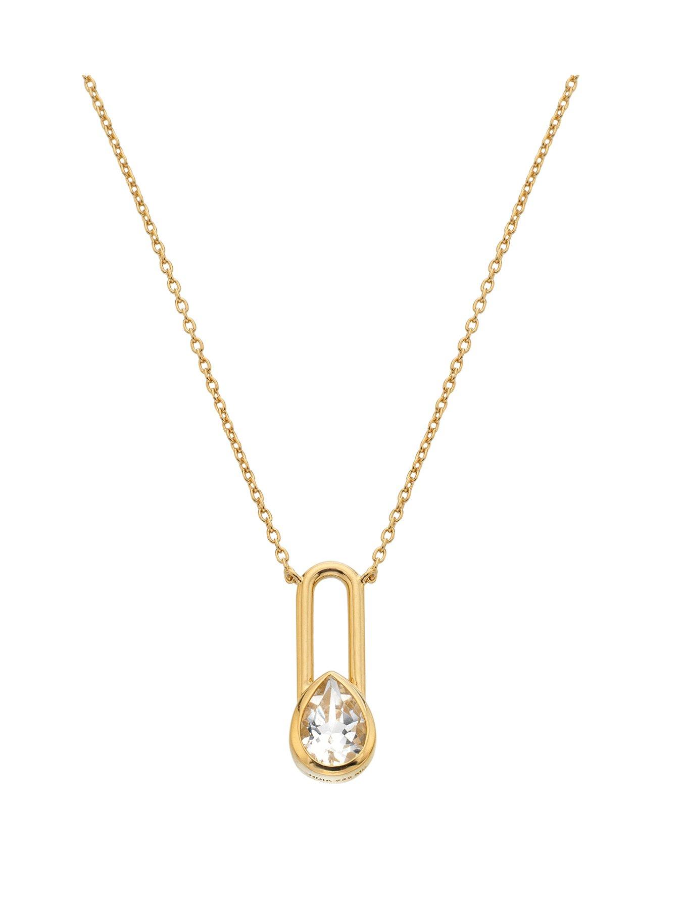 Hot Diamonds Solitaite Oblong Necklace - Teardrop - YGP