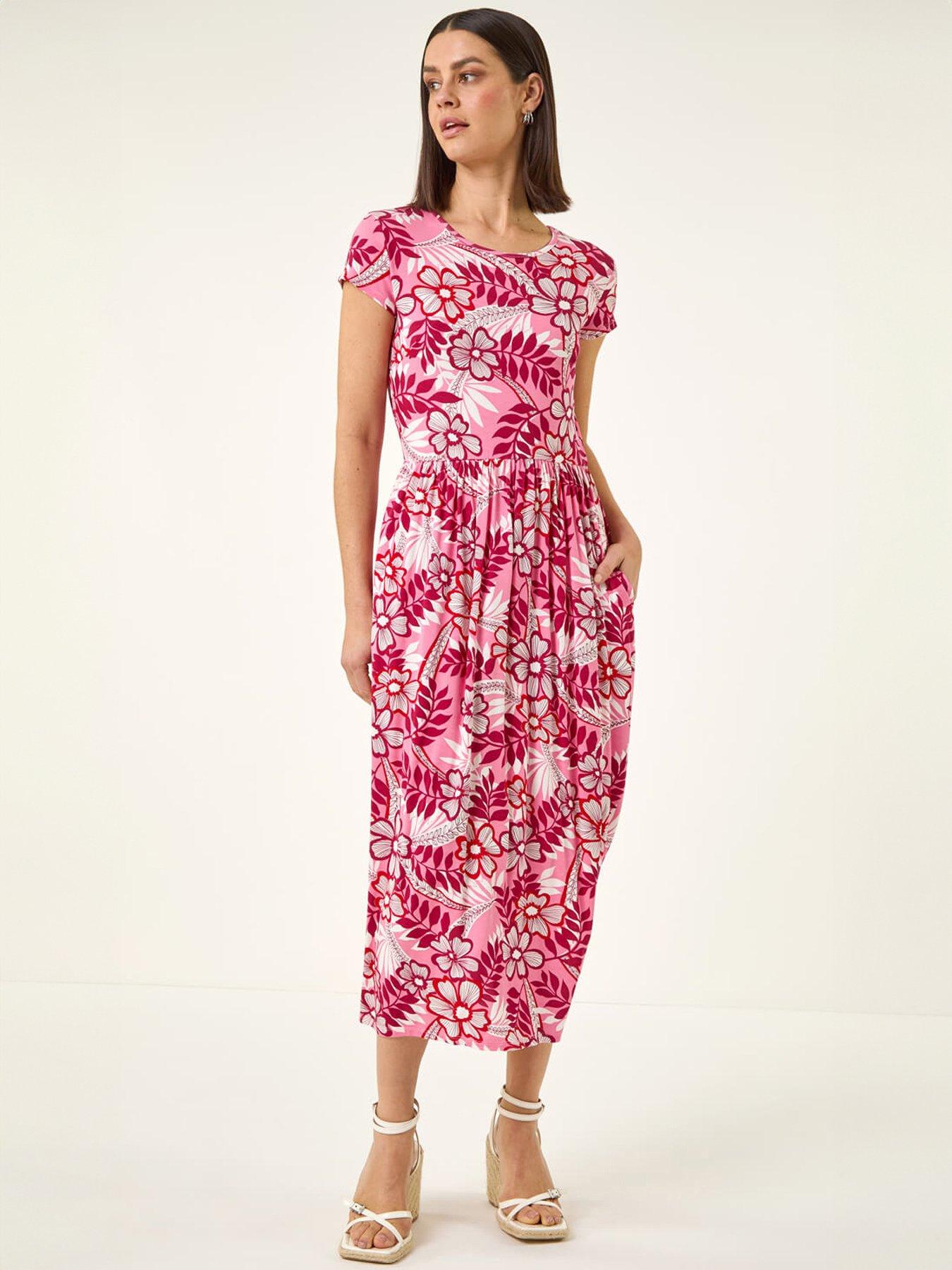 Roman Floral Pocket Midi Dress