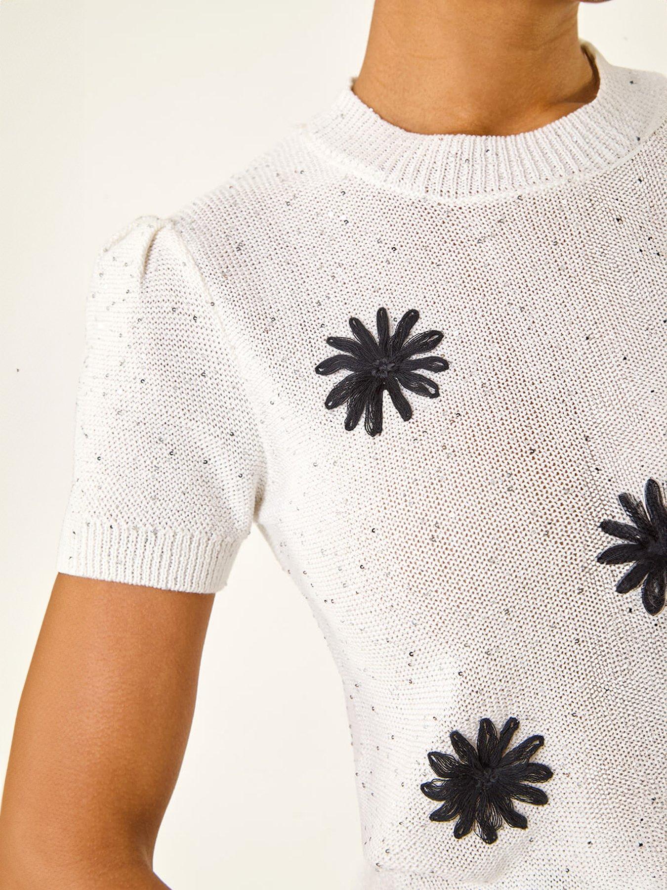  image of roman-daisy-sparkly-embroidered-knit-top