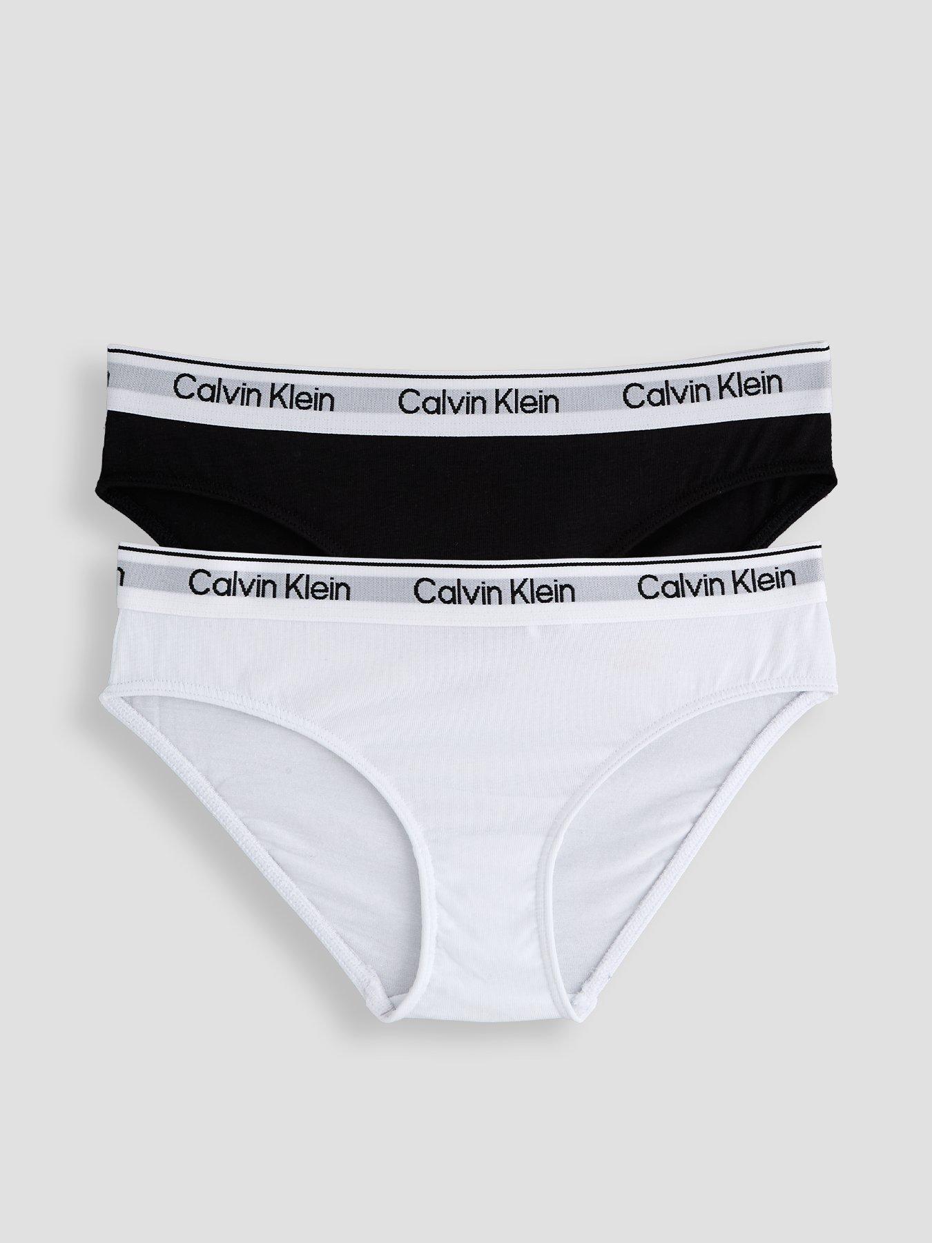 Calvin Klein Girls 2 Pack Modern Cotton Bikini Briefs - Black/White - Multi