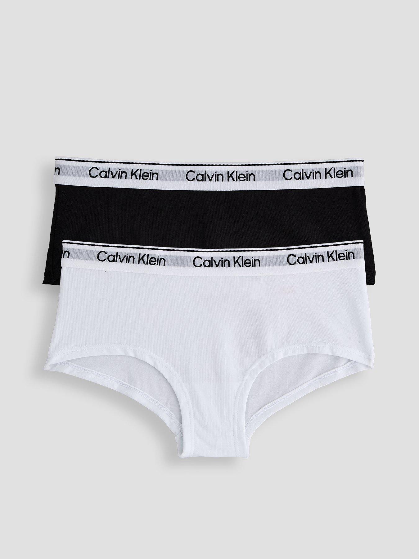 Calvin Klein Girls 2 Pack Modern Cotton Shorty Briefs - Black/White - Multi