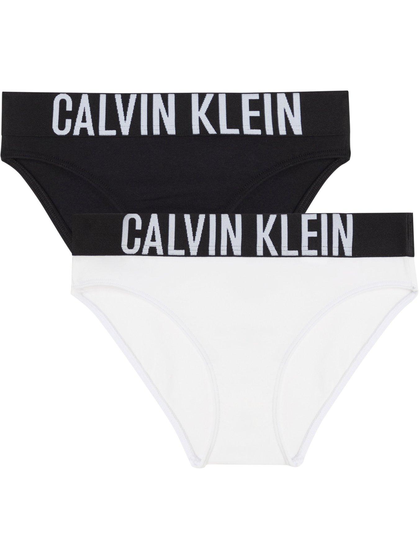 Calvin Klein Girls 2 Pack Intense Power Bikini Briefs - Black/White
