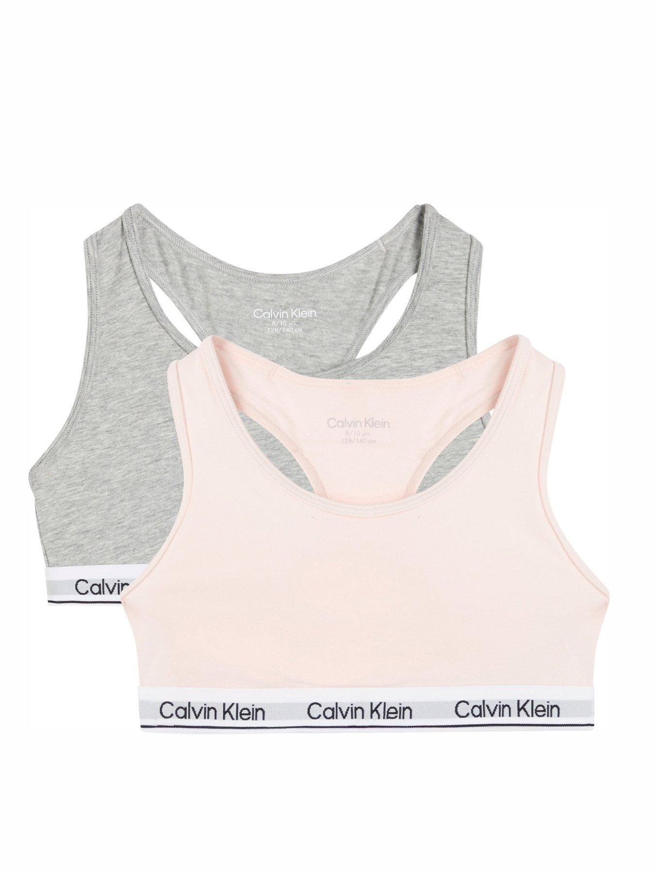 Calvin Klein Girls 2 Pack Modern Cotton Bralette - Grey/Pink