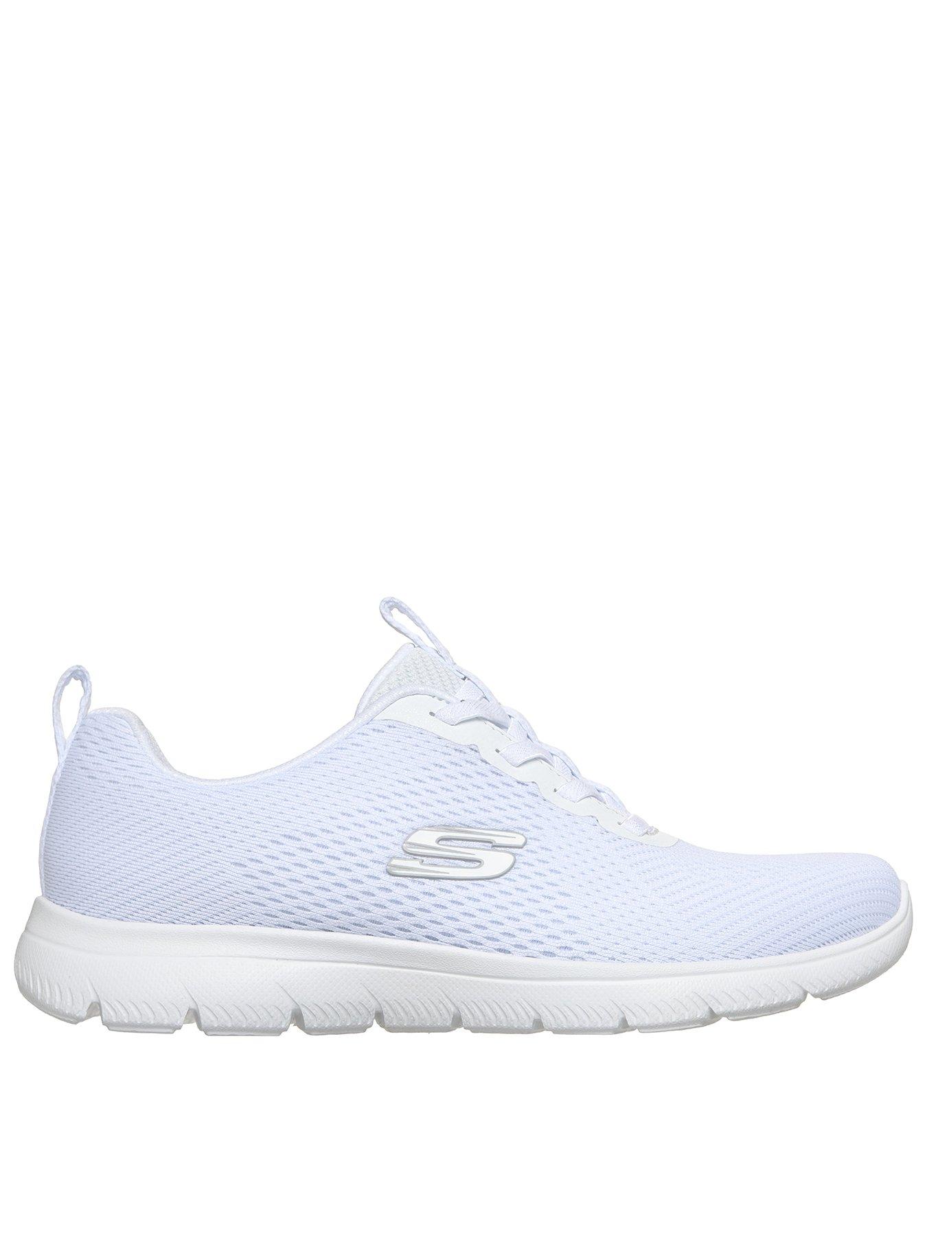 Image 1 of 6 of Skechers Summits Fresh Vision Engineered Mesh Flat Bungee Slip-On Trainers - White
