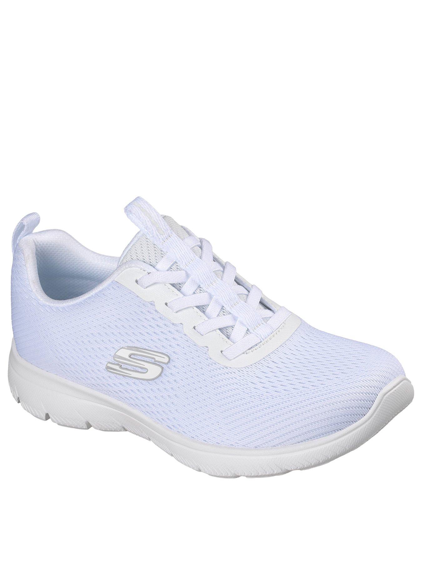 Image 2 of 6 of Skechers Summits Fresh Vision Engineered Mesh Flat Bungee Slip-On Trainers - White