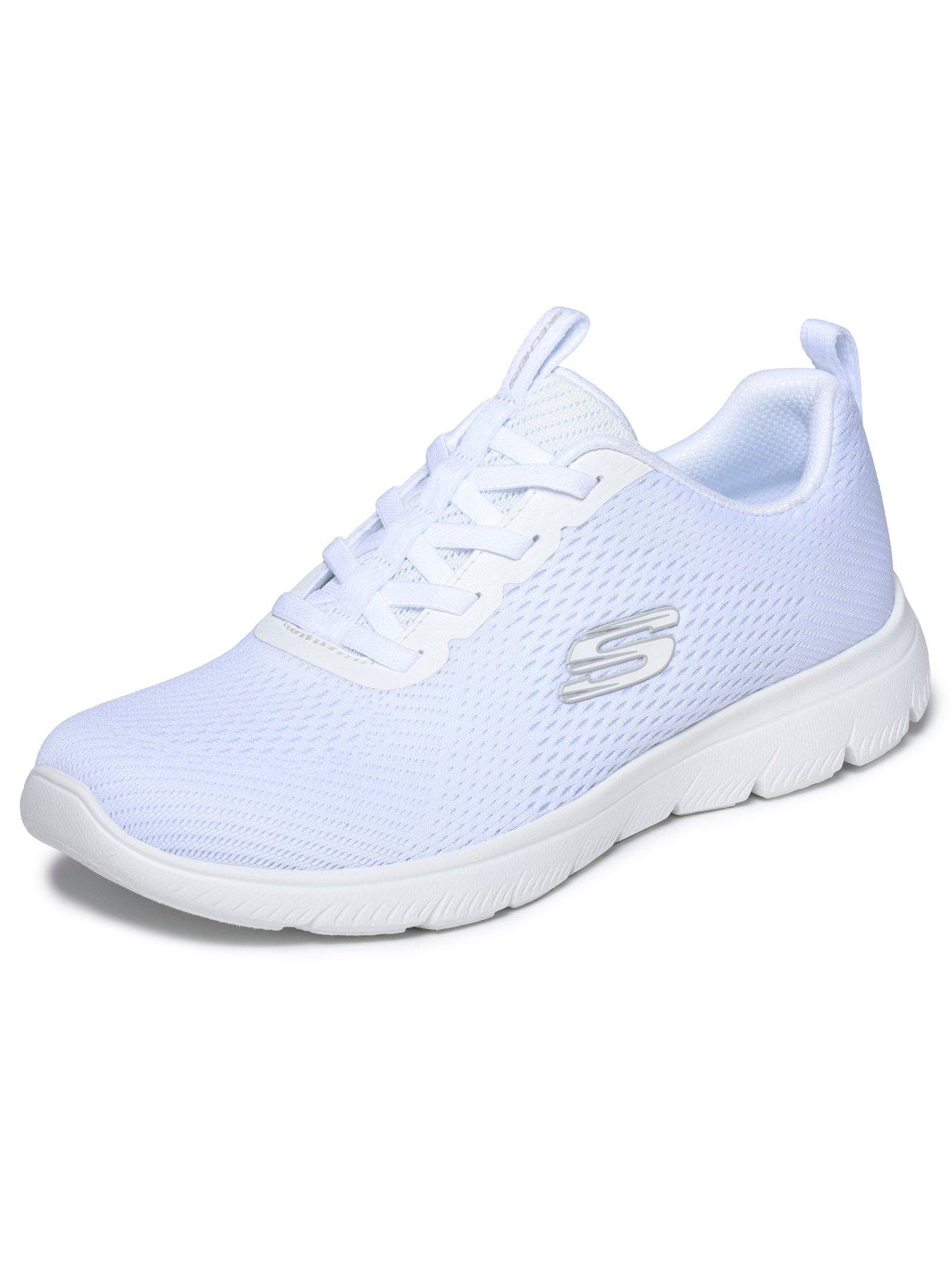 Image 5 of 6 of Skechers Summits Fresh Vision Engineered Mesh Flat Bungee Slip-On Trainers - White