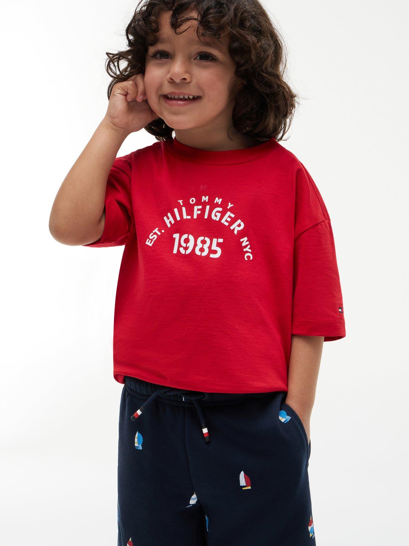 Tommy Hilfiger Boys' Logo T-Shirt and Printed Shorts Set - Red/Navy