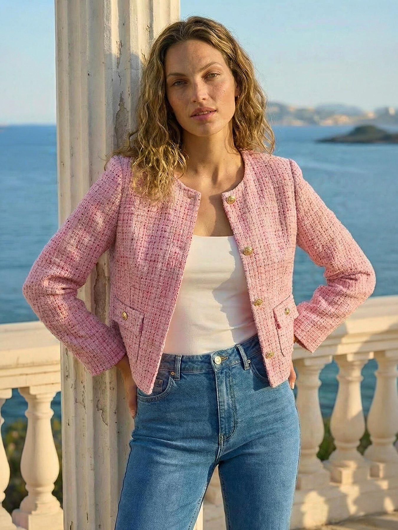 front image of roman-sequin-boucle-jacket