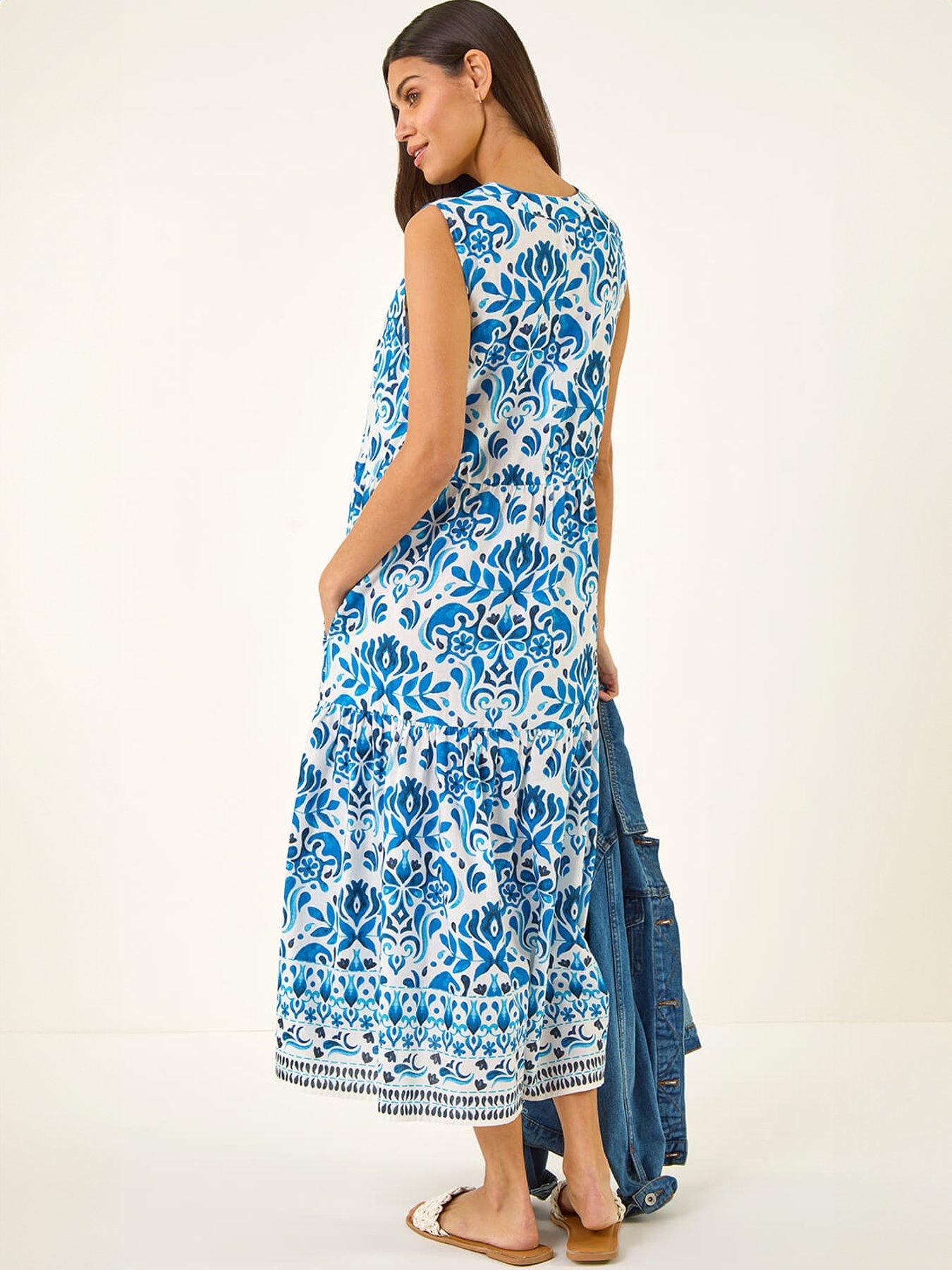 Image 2 of 5 of Roman Printed Button Detail Midi Dress
