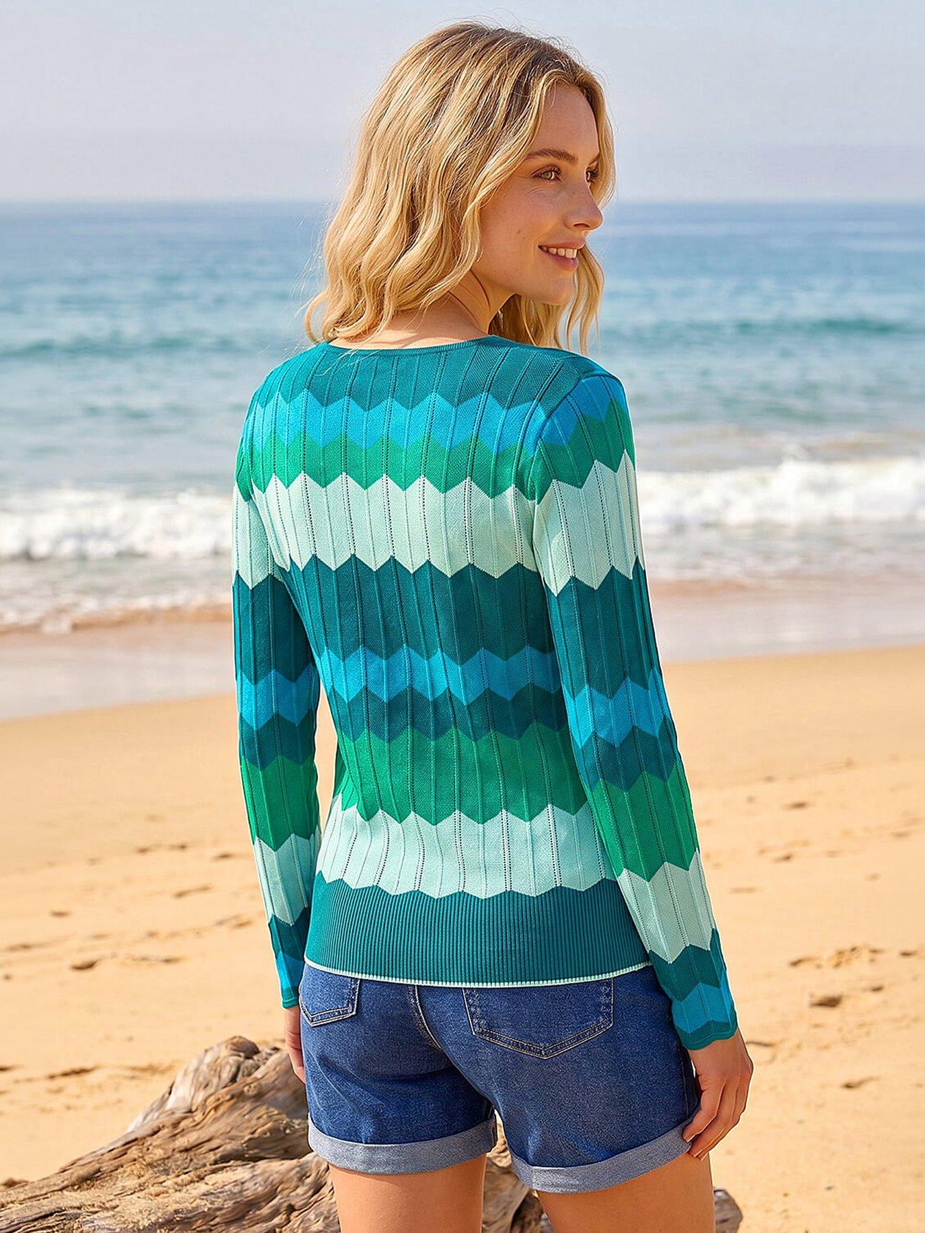 stillFront image of roman-wave-v-neck-knit-jumper