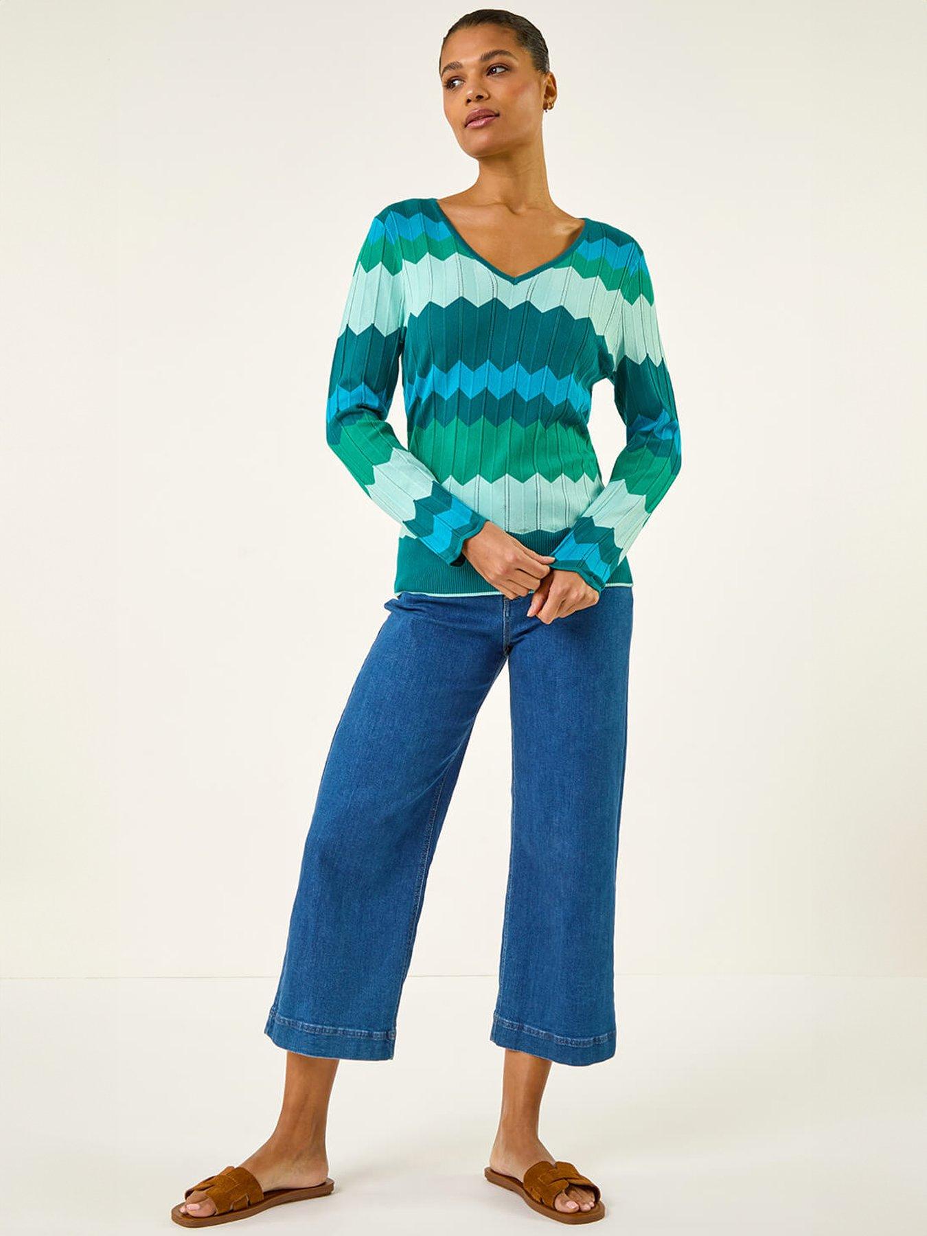  image of roman-wave-v-neck-knit-jumper
