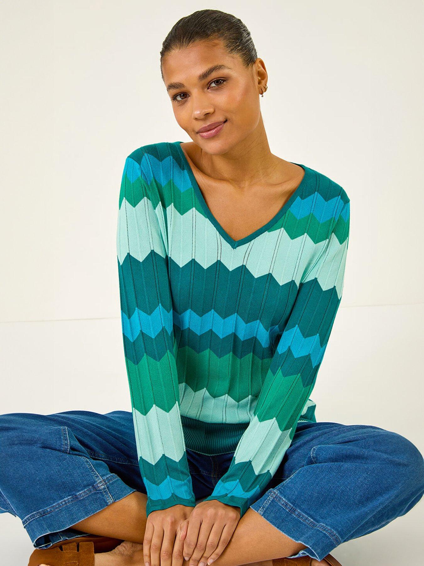  image of roman-wave-v-neck-knit-jumper