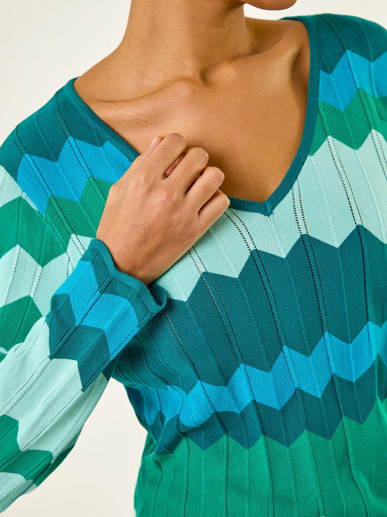  image of roman-wave-v-neck-knit-jumper