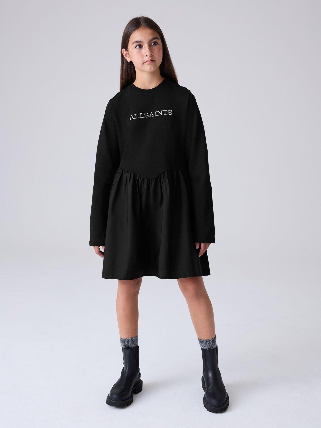 smALLSAINTS Older Girls Logo Chevron Long Sleeve T-Shirt Dress - Black