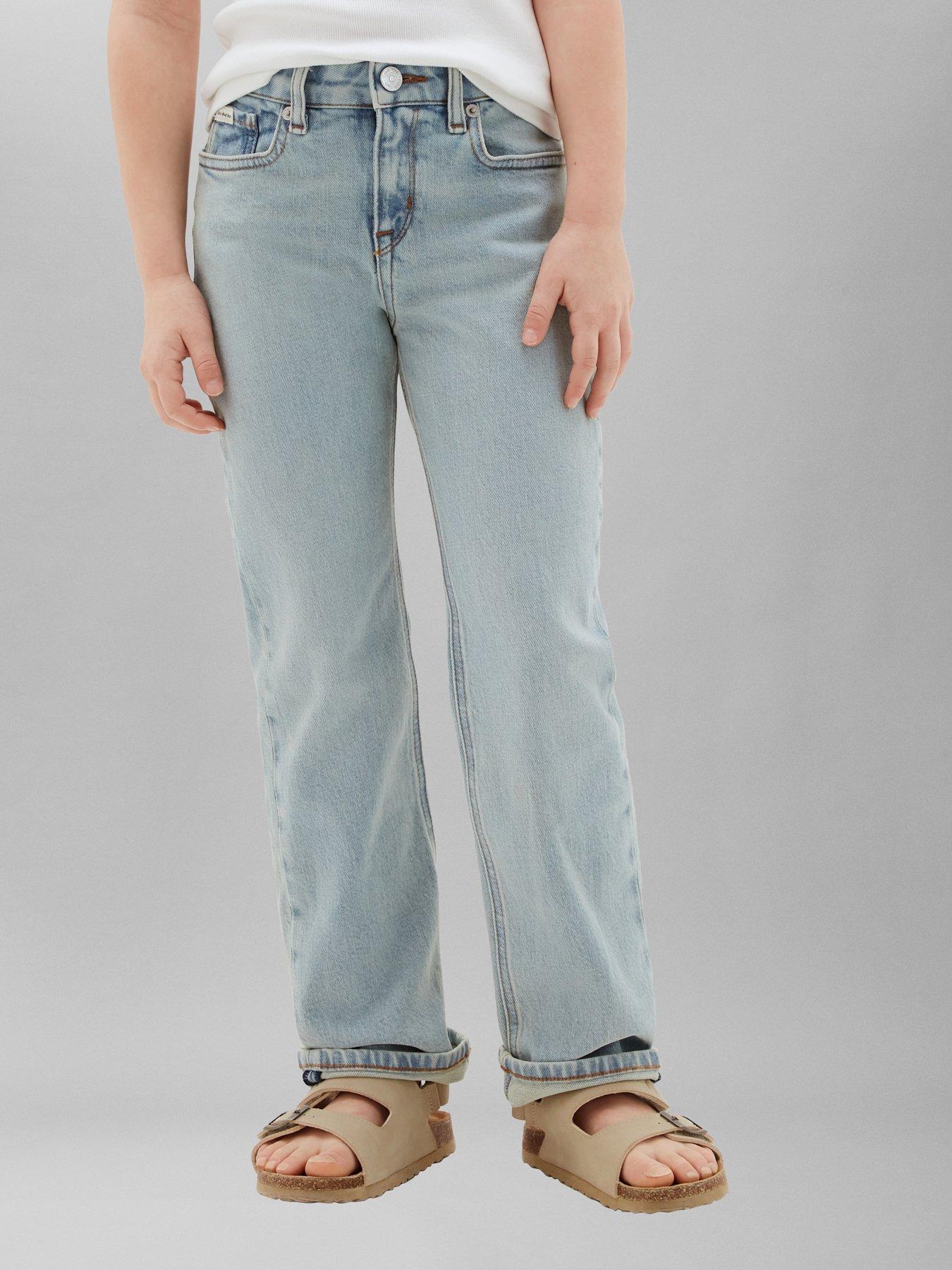 Calvin Klein Jeans Girls Mid Rise Straight Jeans - Blue Wash