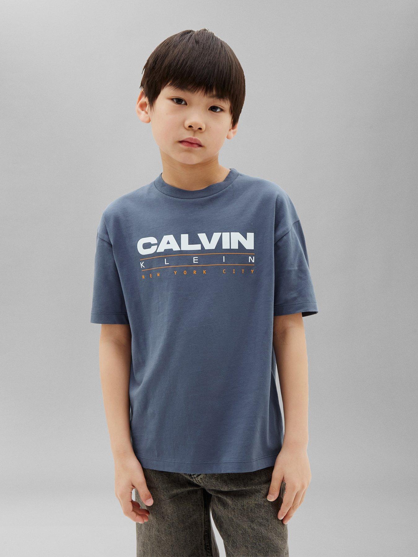 Calvin Klein Jeans Boys Print Short Sleeve T-Shirt - Blue