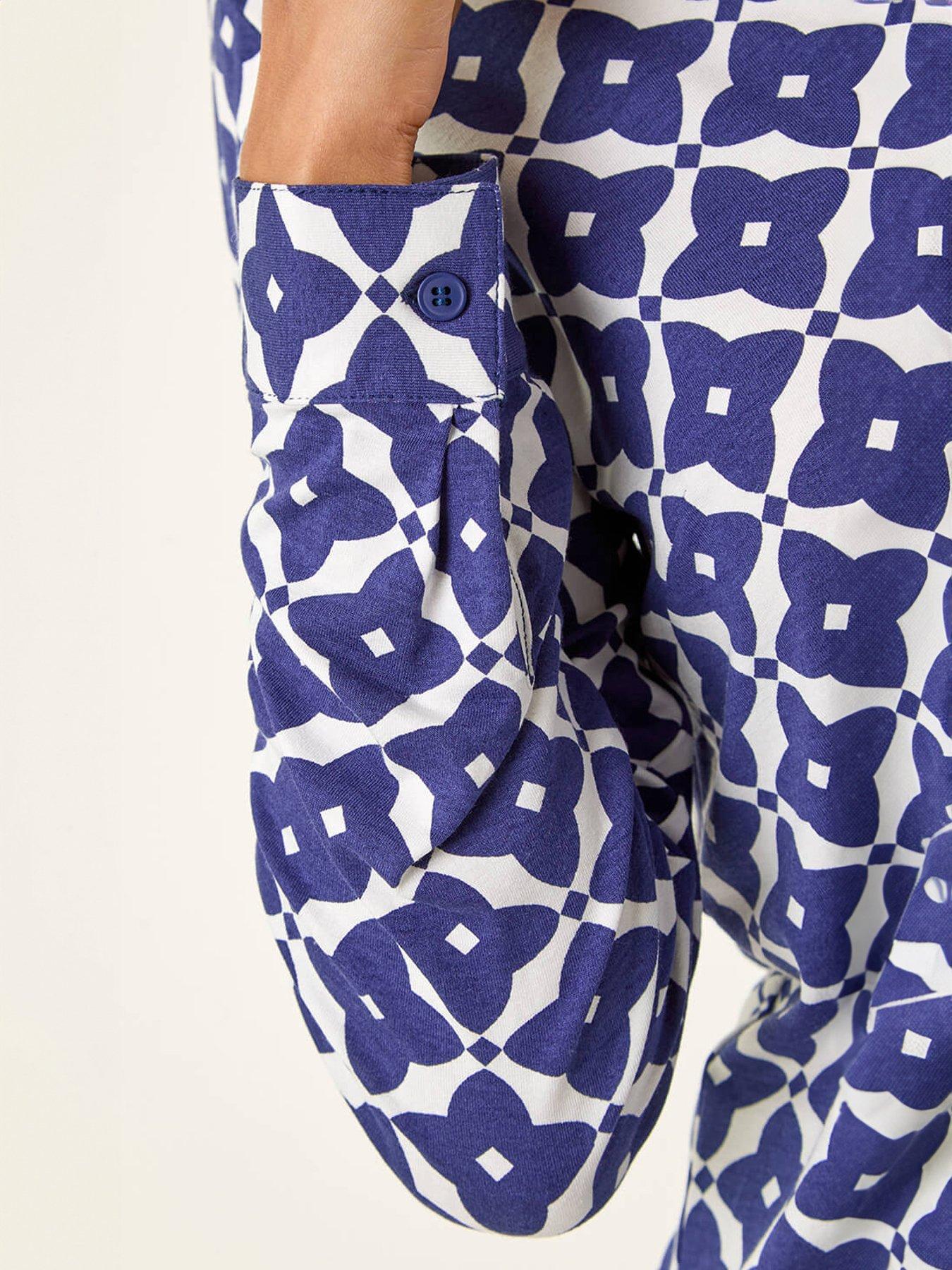 image of roman-geo-print-stretch-mock-shirt