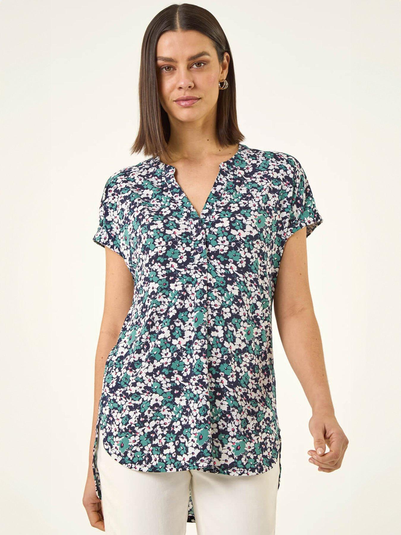 Image 1 of 5 of Roman Textured Floral Print Top