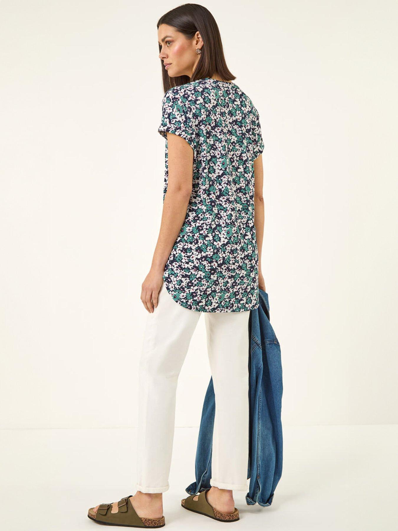 Image 2 of 5 of Roman Textured Floral Print Top