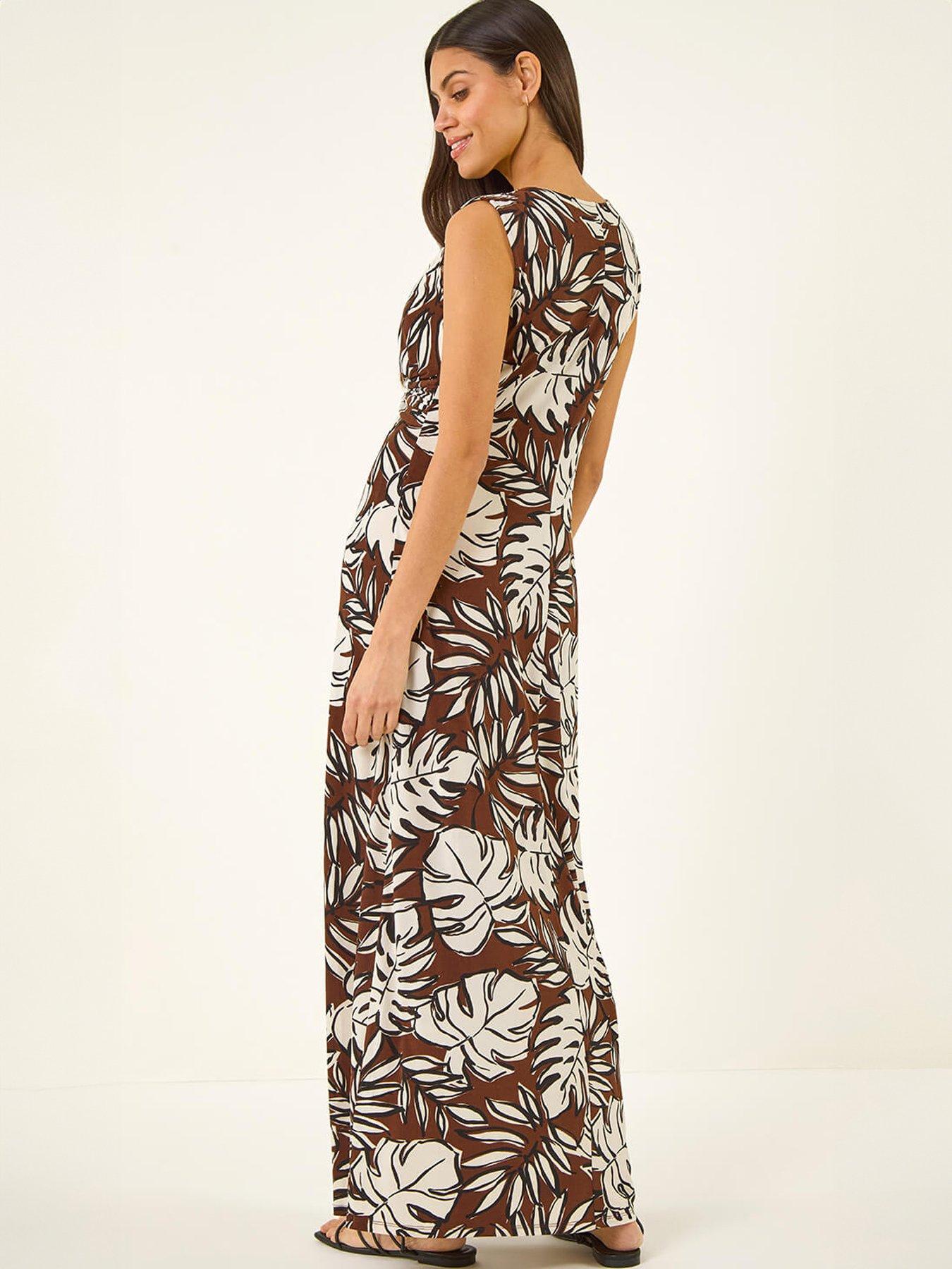 stillFront image of roman-leaf-twist-front-maxi-dress