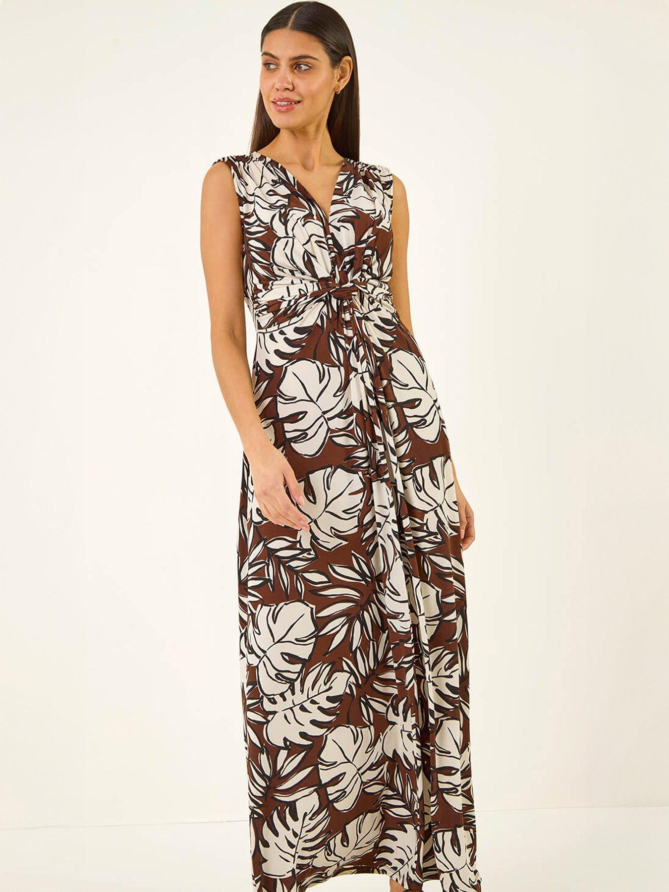  image of roman-leaf-twist-front-maxi-dress