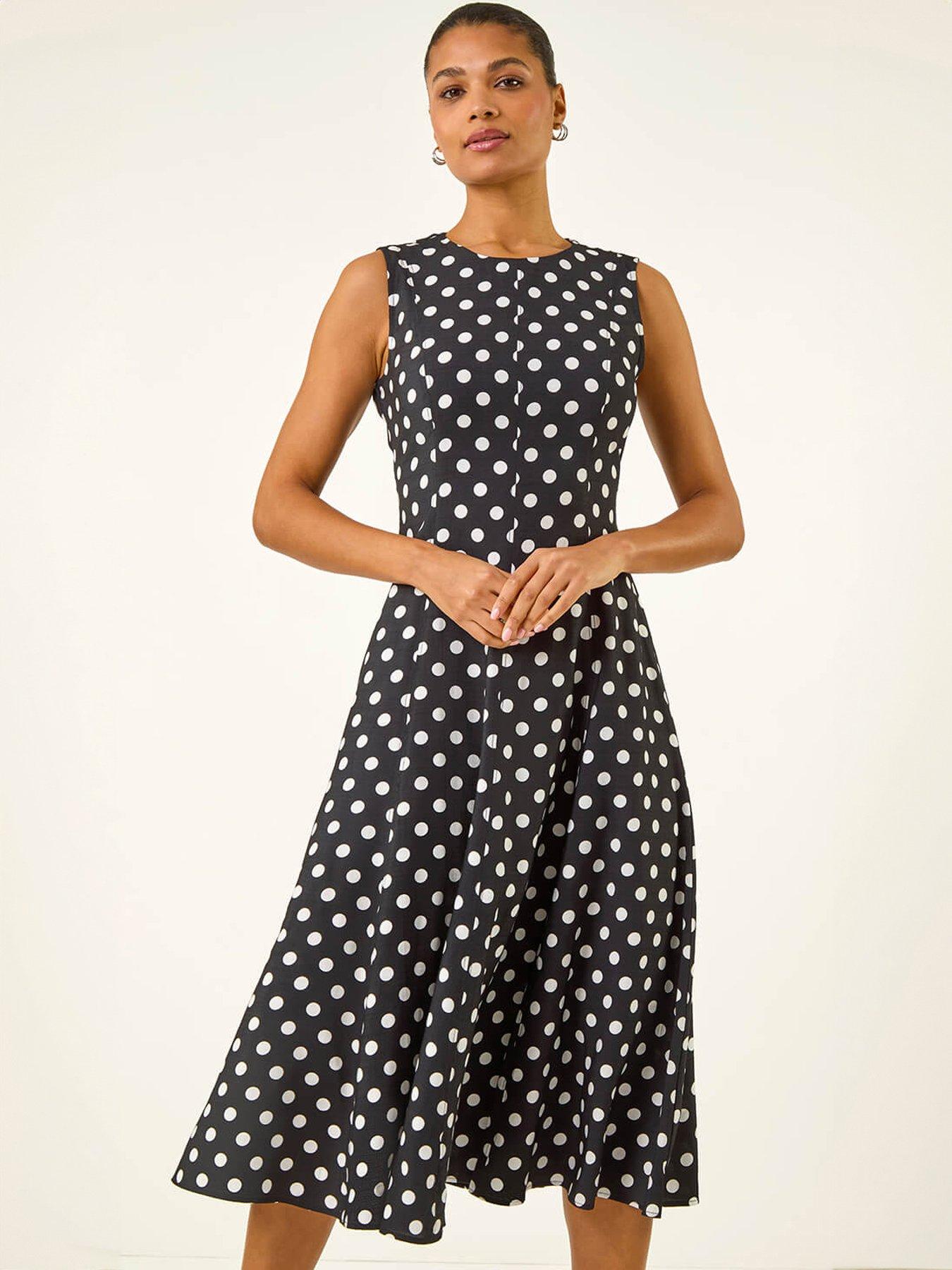 Image 1 of 5 of Roman Spot Print Panel Midi Dress