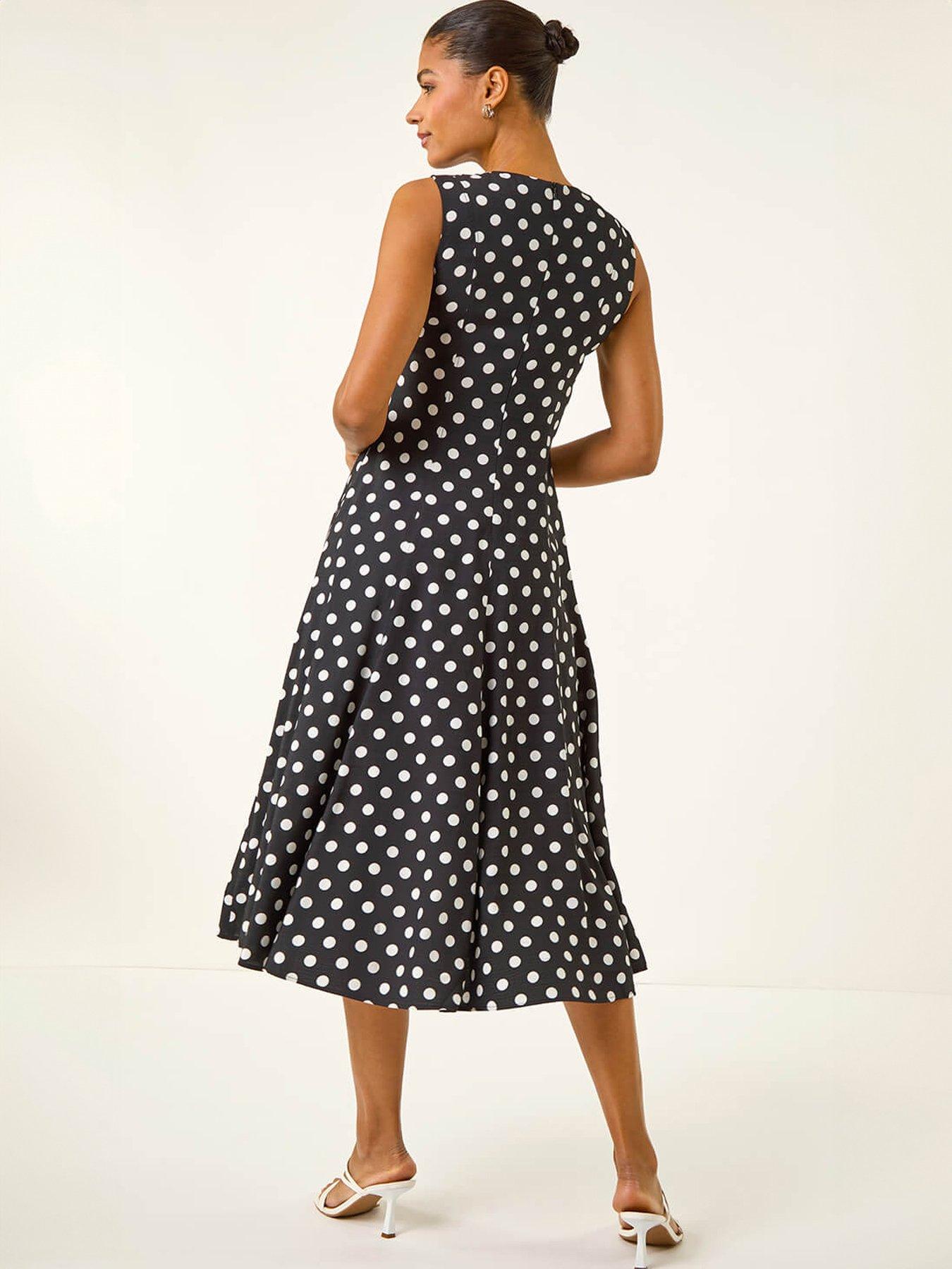 Image 2 of 5 of Roman Spot Print Panel Midi Dress