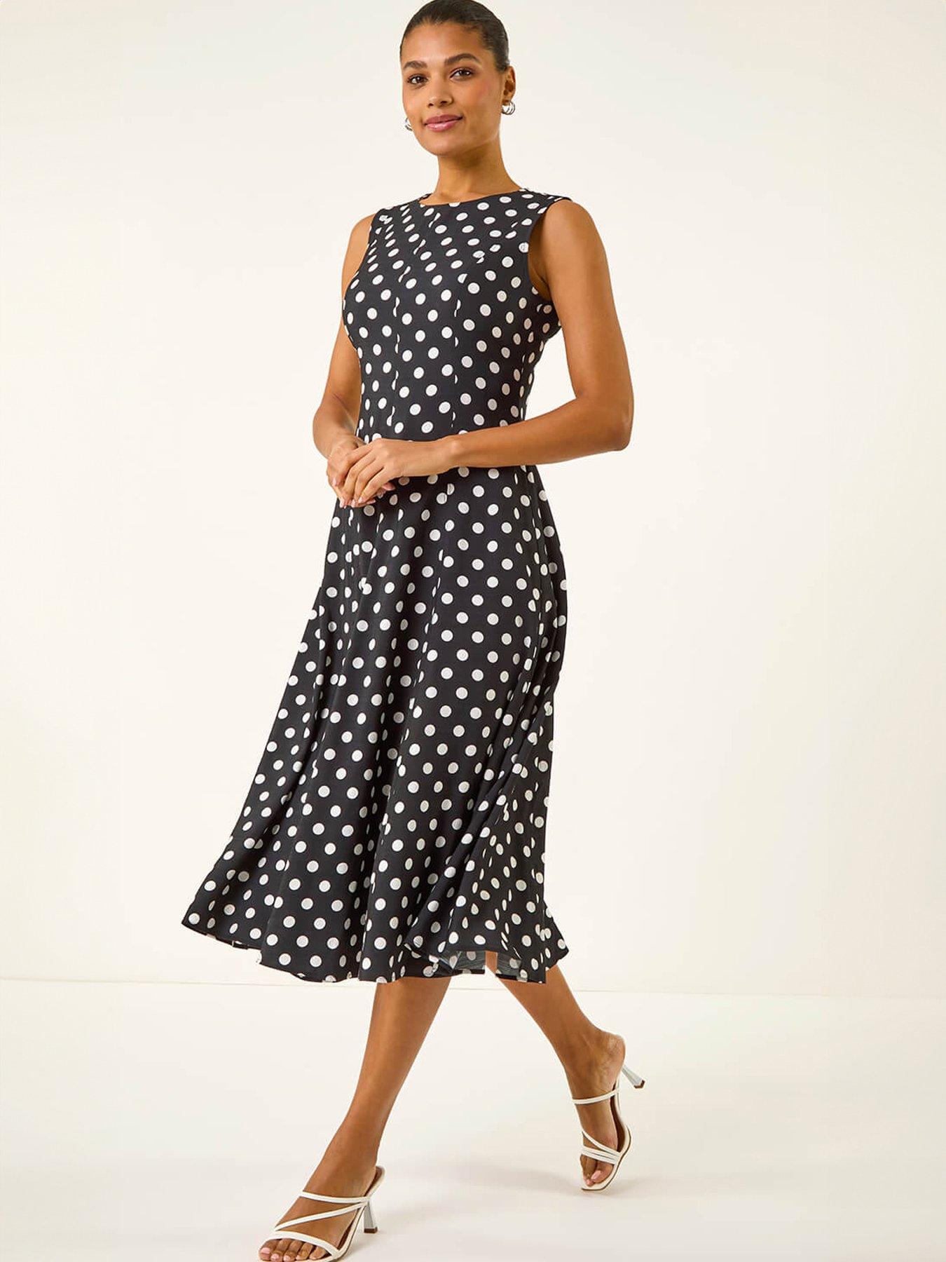 Image 3 of 5 of Roman Spot Print Panel Midi Dress