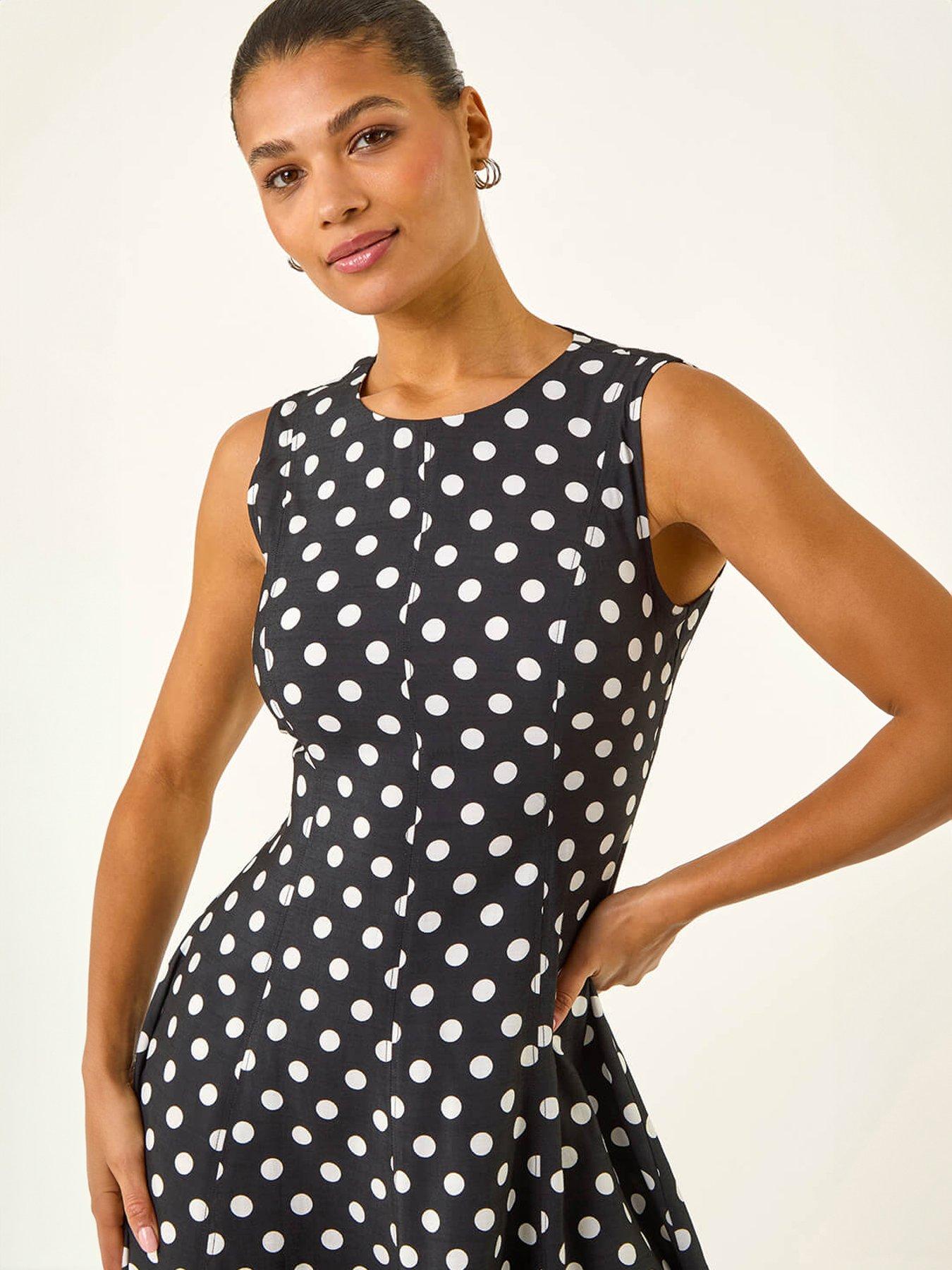 Image 4 of 5 of Roman Spot Print Panel Midi Dress