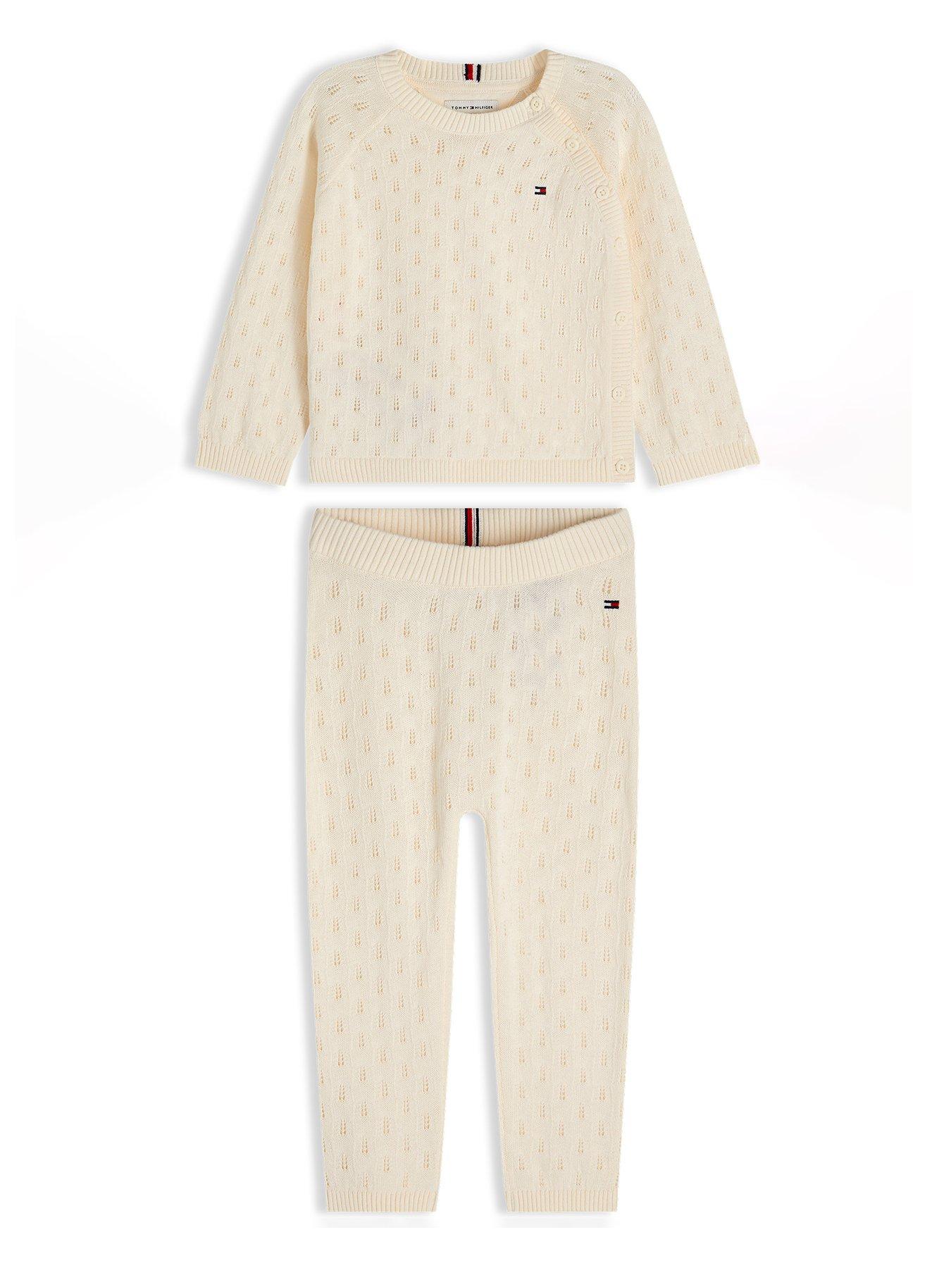 Tommy Hilfiger Baby Pointelle Knit Sweater and Leggings Gift Set - Cream