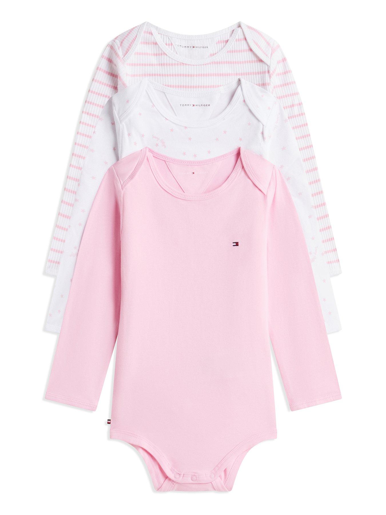 Tommy Hilfiger Baby Girls 3 Pack Seasonal Long Sleeve Body Giftbox Set - Pink