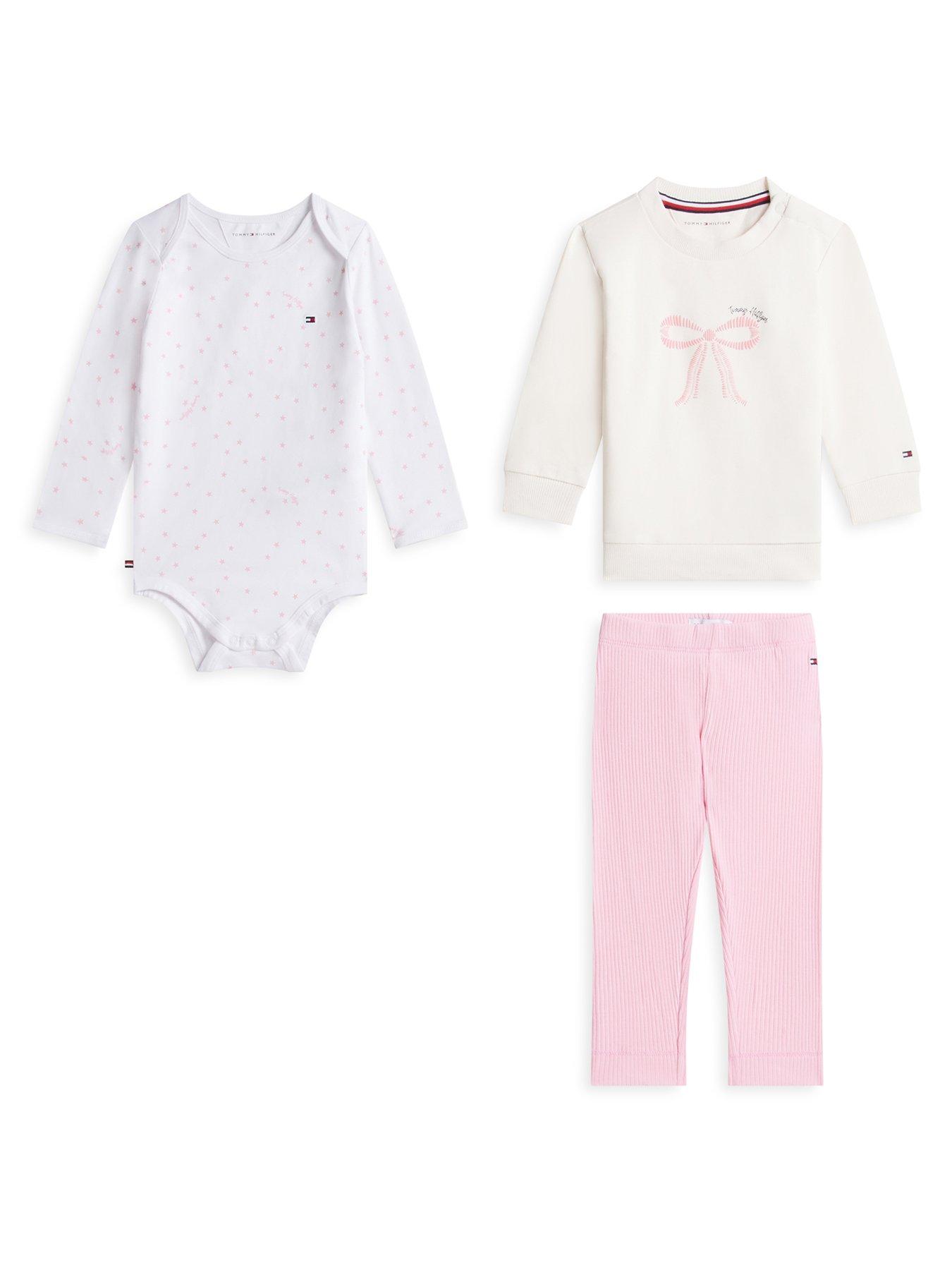 Tommy Hilfiger Baby Girls 3 Piece Outfit Giftbox Set - Pink