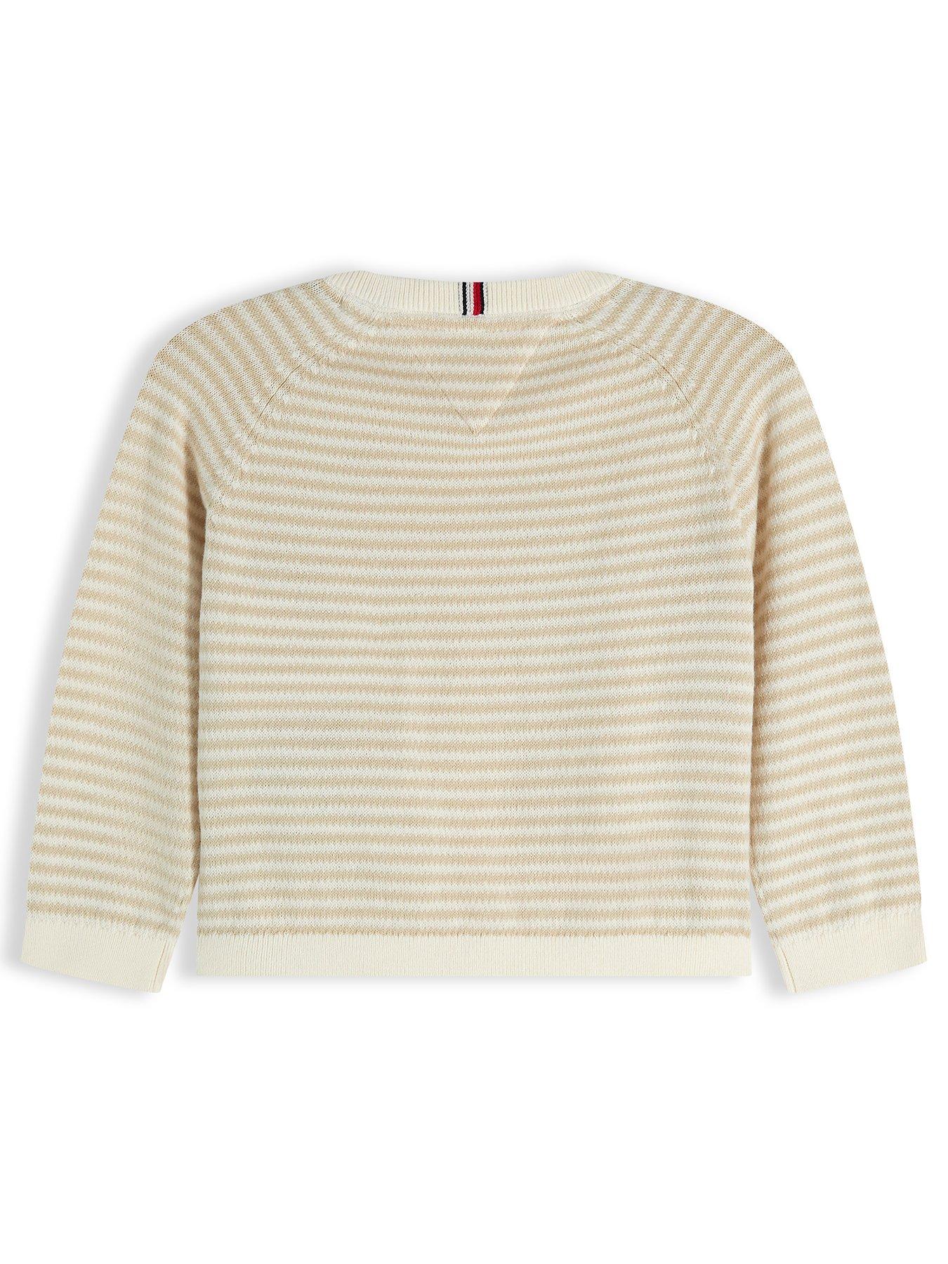 Image 2 of 3 of Tommy Hilfiger Essential Stripe Cardigan - Ivory Silk