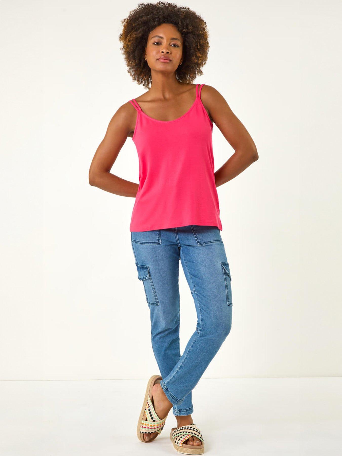 Image 3 of 5 of Roman Plain Double Strap Stretch Vest Top