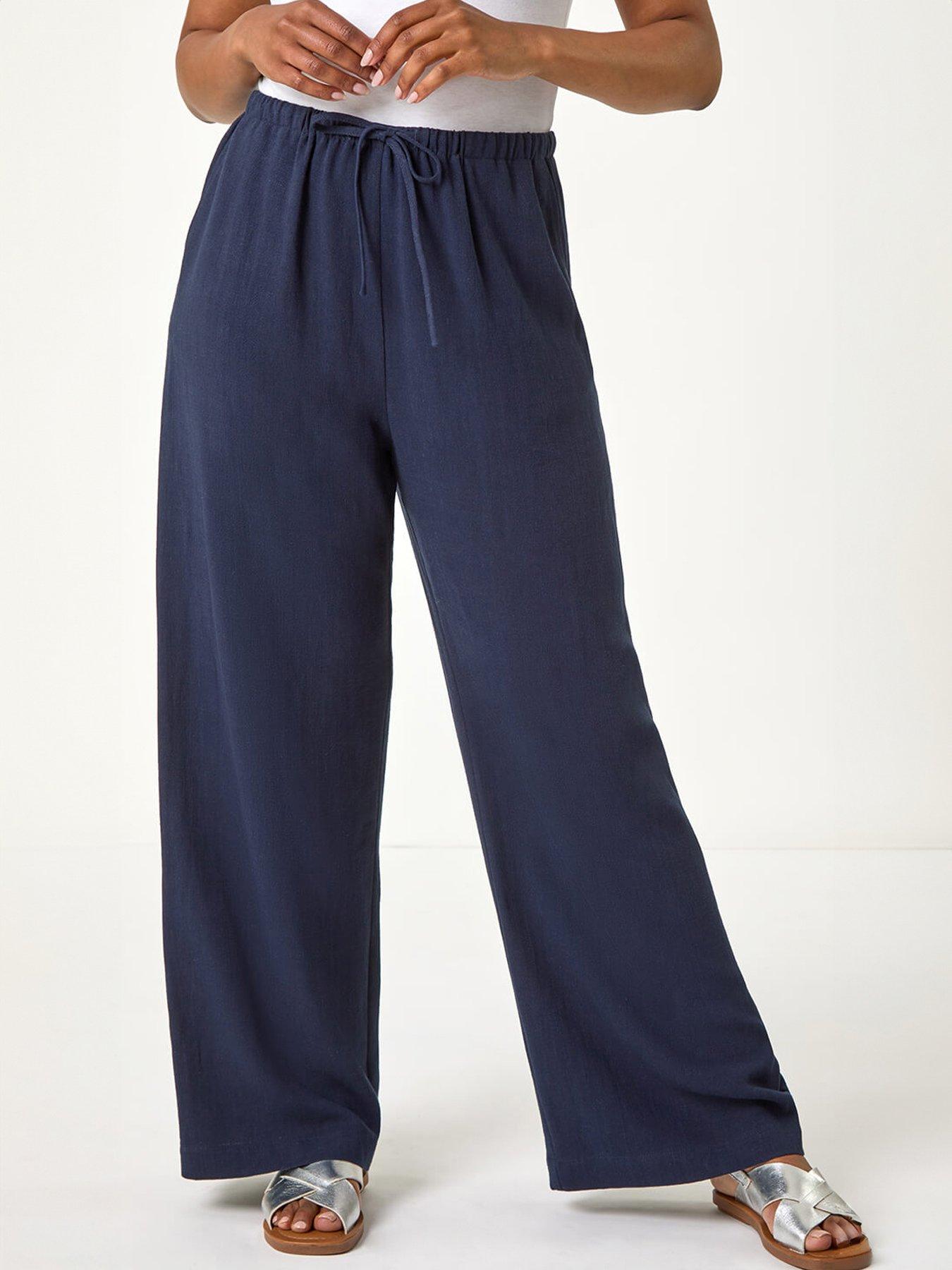 Roman Petite Linen Mix Wide Leg Trouser