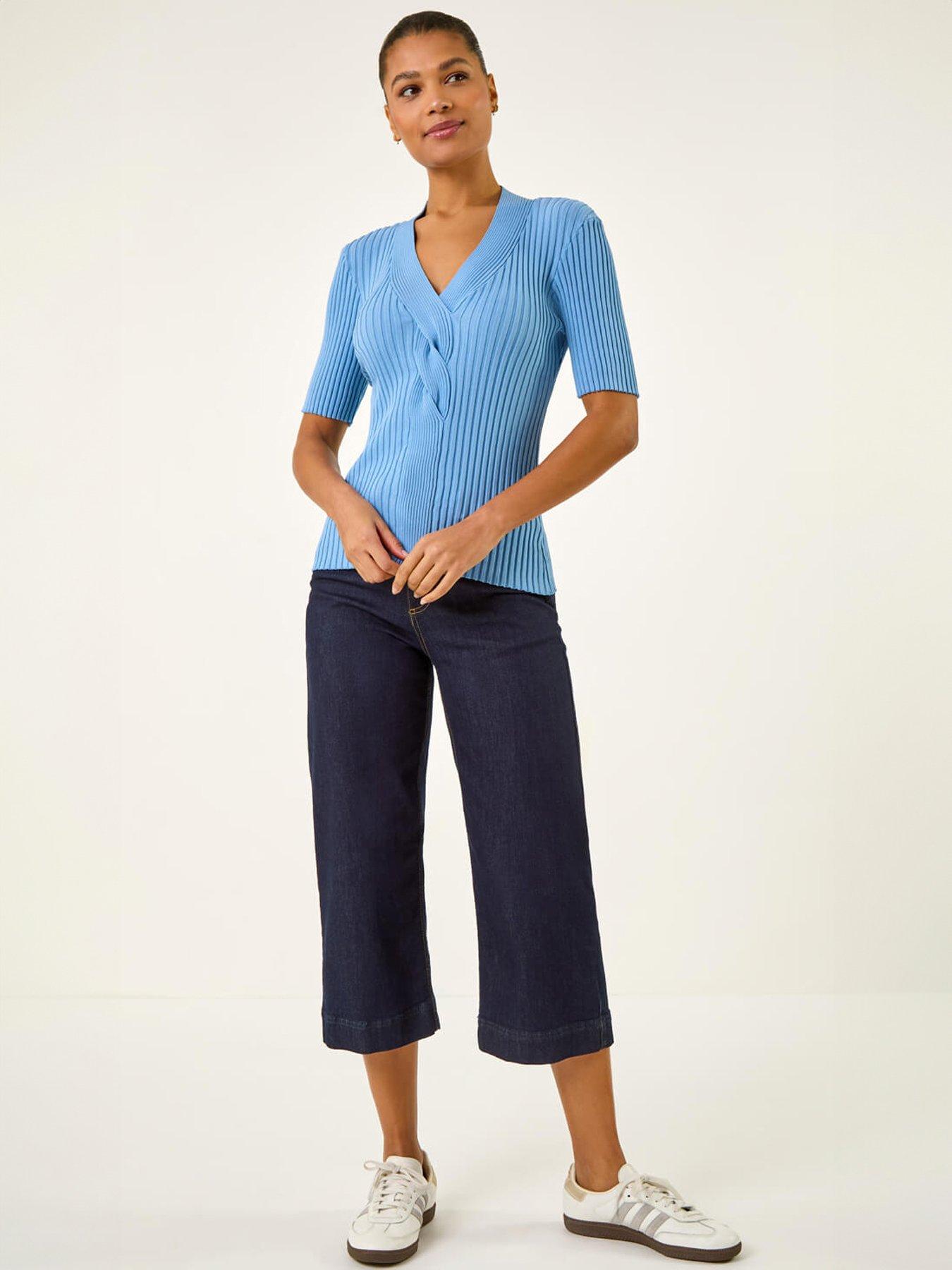  image of roman-ribbed-v-neck-cable-knit-jumper