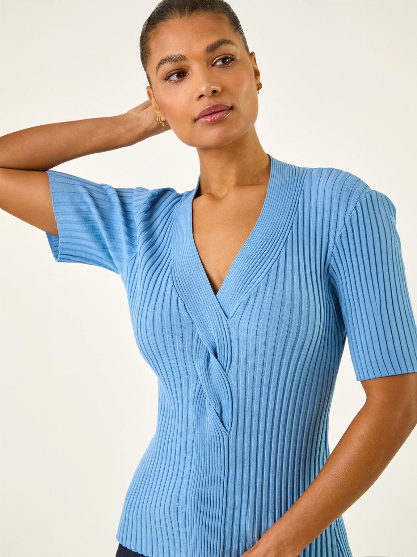  image of roman-ribbed-v-neck-cable-knit-jumper