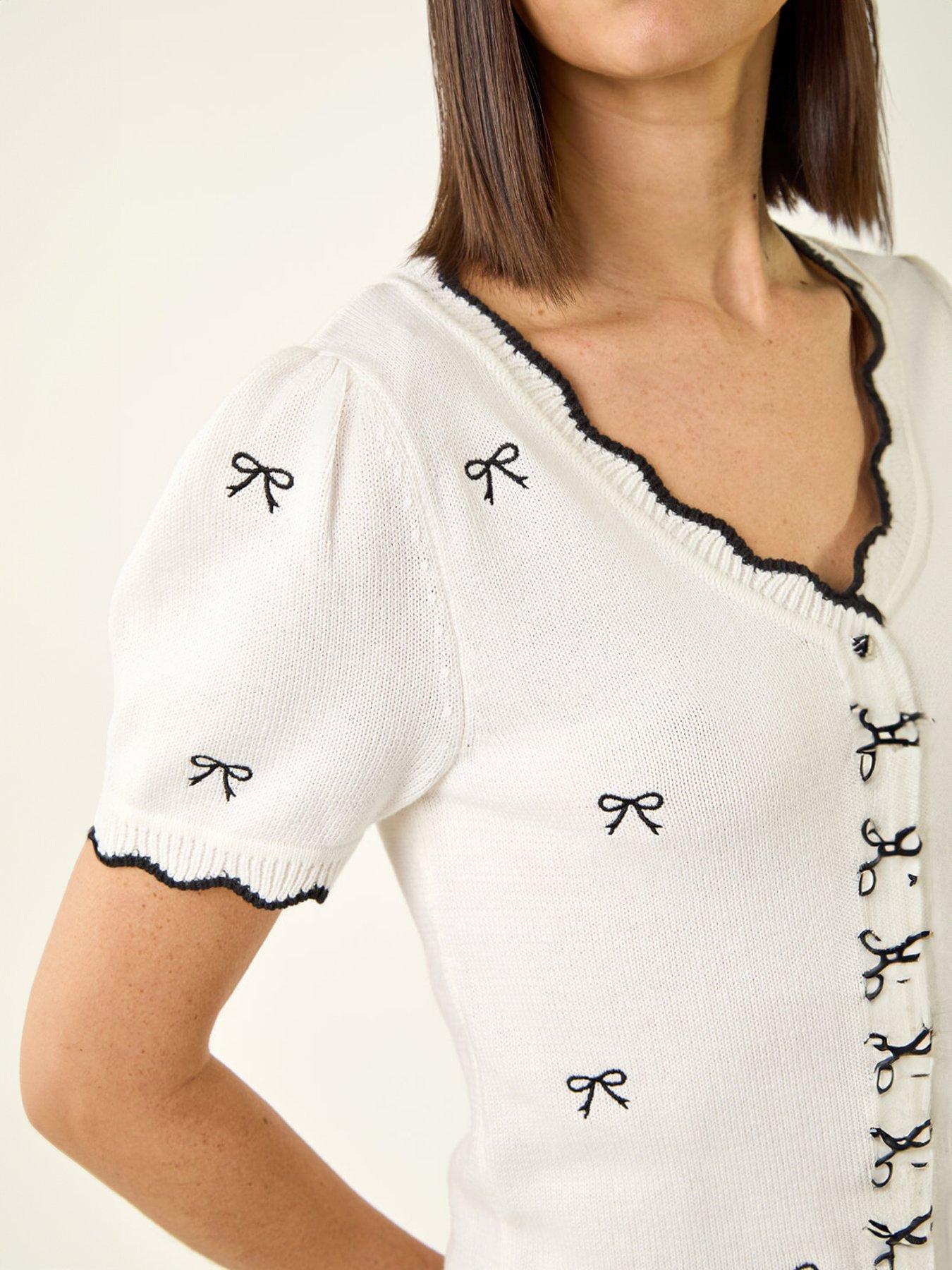 Image 5 of 5 of Roman Bow V-neck Knit Top