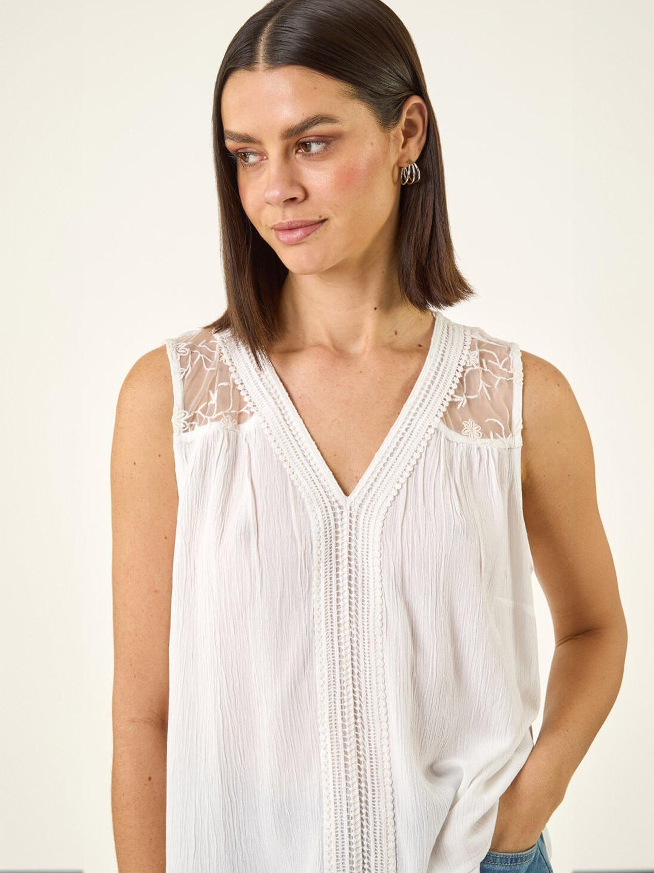 Image 4 of 5 of Roman Cotton Lace Yoke Vest