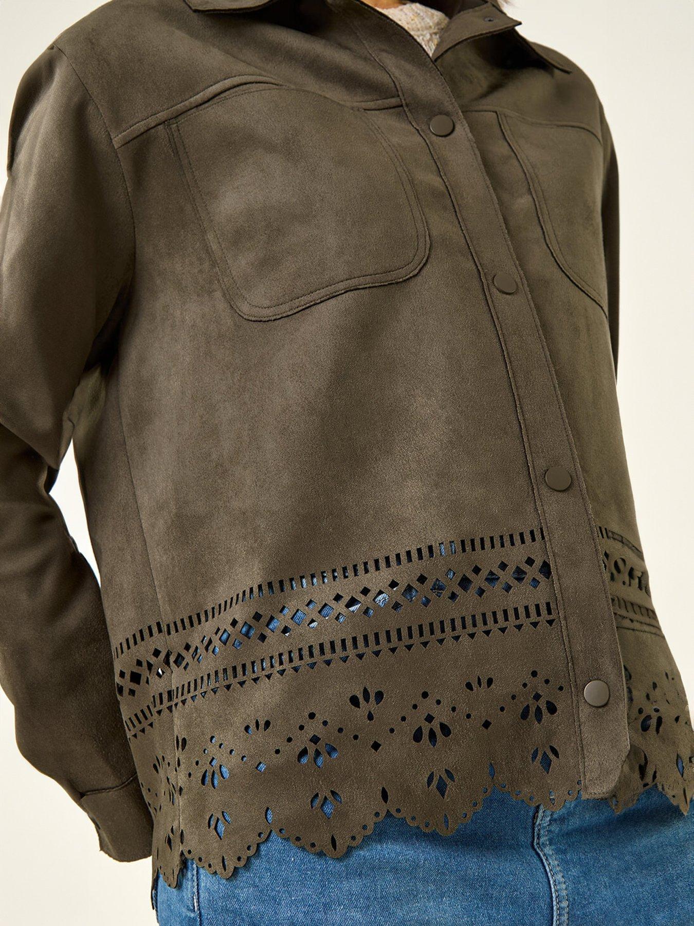 Image 5 of 5 of Roman Faux Suede Cut Out Shacket