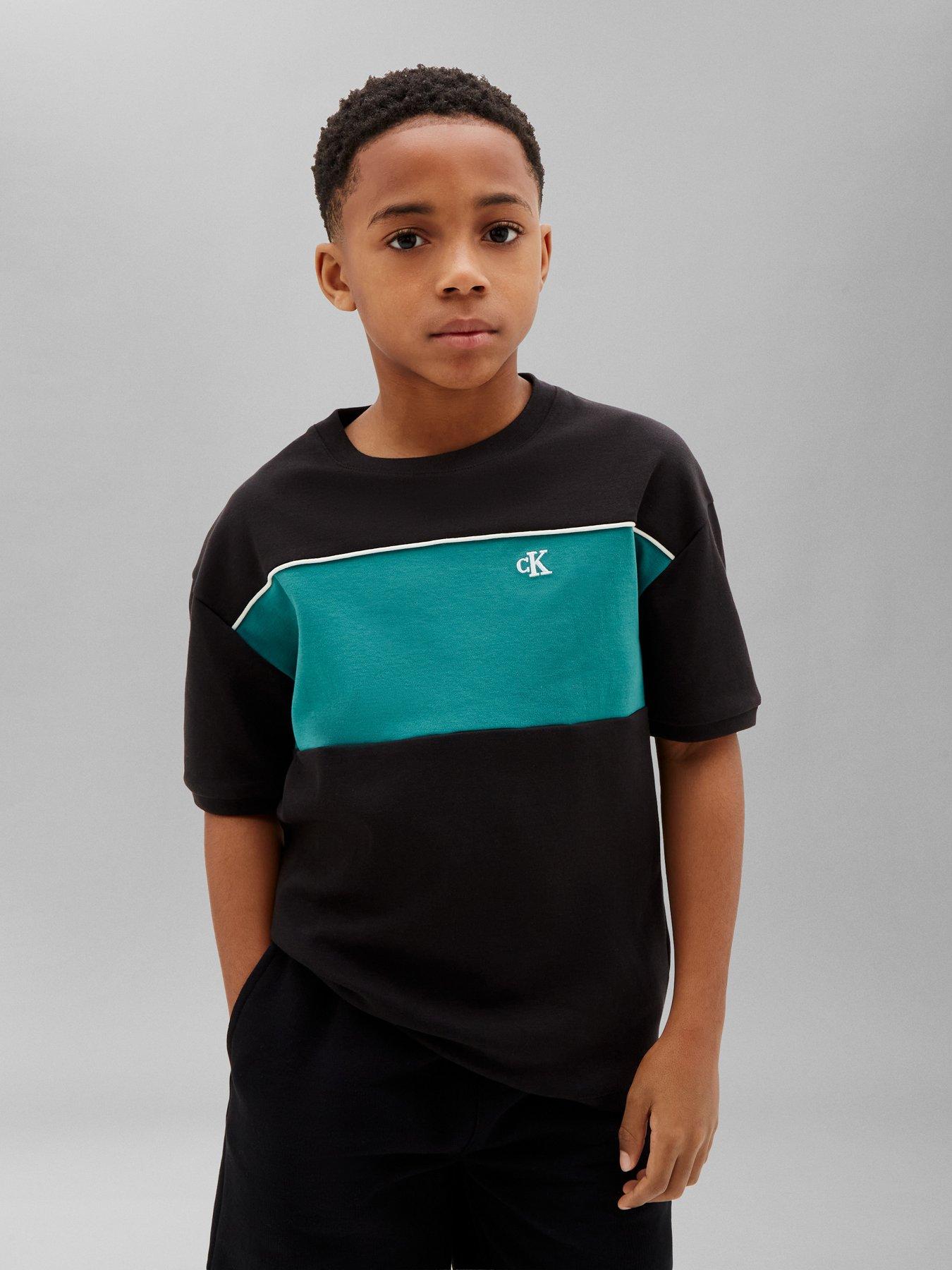 Calvin Klein Jeans Boys Colour block Short Sleeve T-Shirt - Black