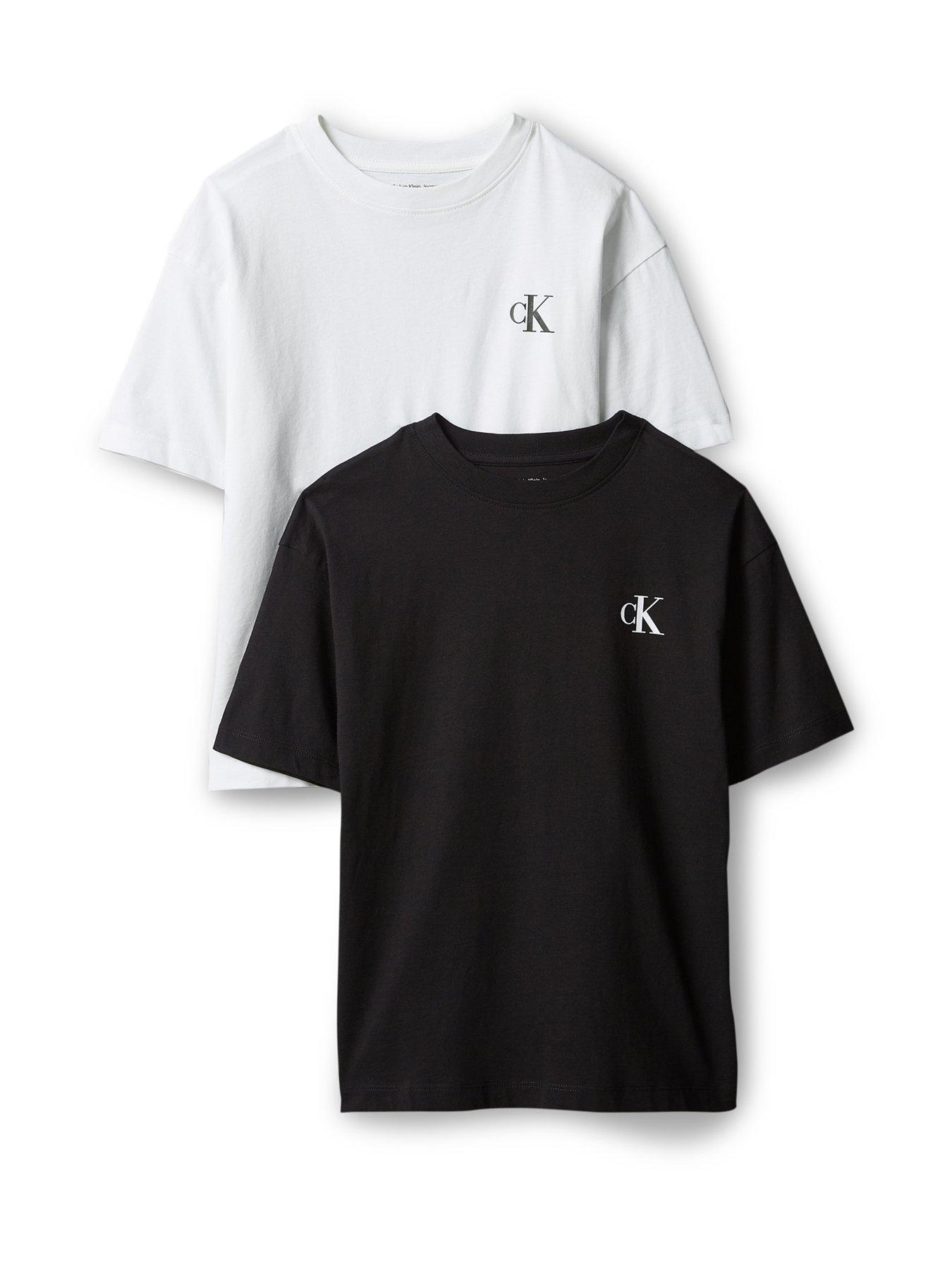 Calvin Klein Jeans Boys 2-Pack Monogram Short Sleeve T-Shirts - Black/White
