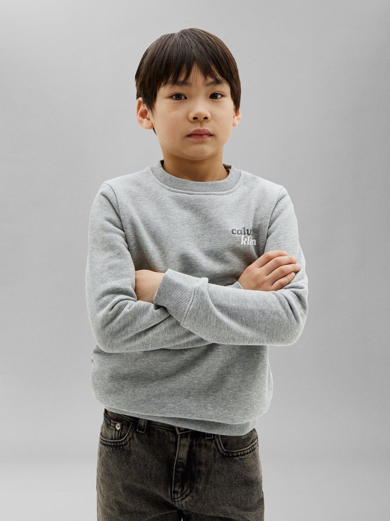 Calvin Klein Jeans Boys Graphic Back Logo Sweatshirt - Grey