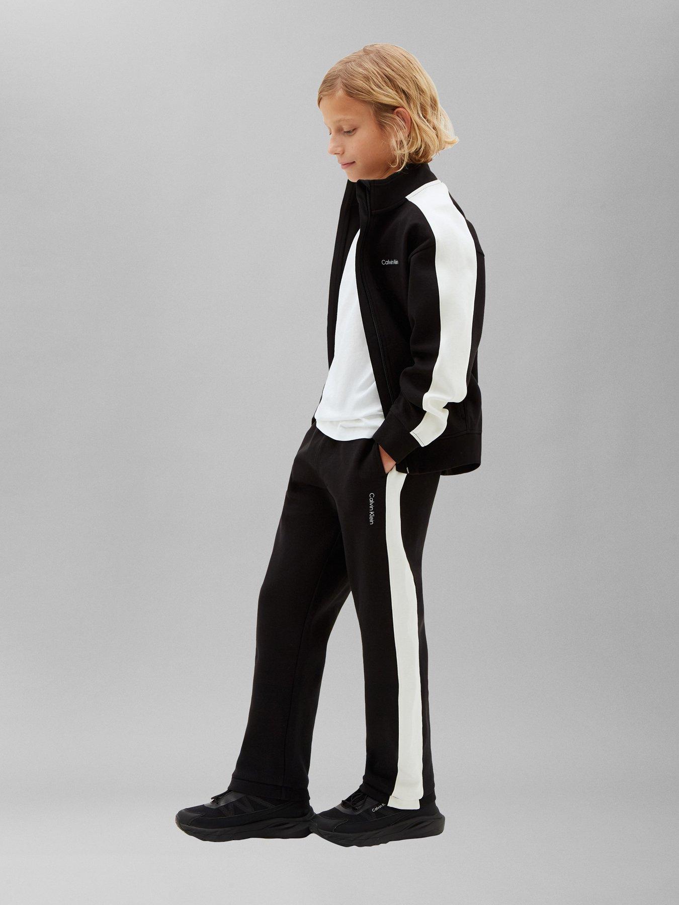 Calvin Klein Jeans Boys Terry Colour Block Sweat And Jogger Set - Black