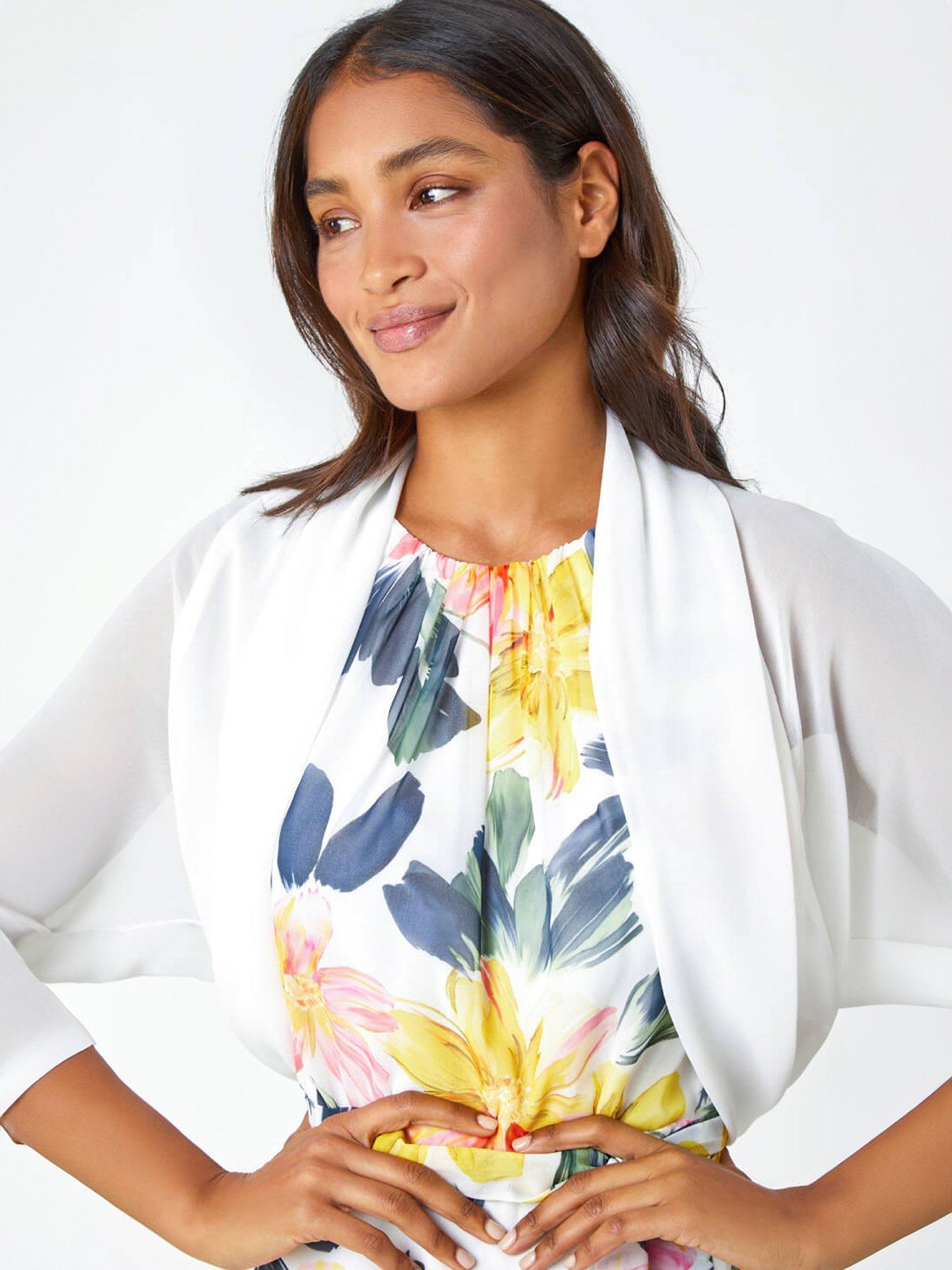  image of roman-ruched-hem-chiffon-bolero
