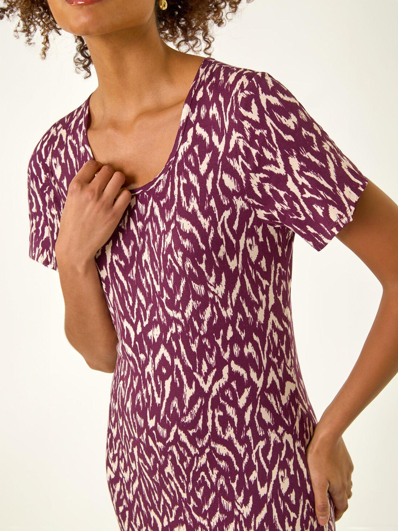 Image 5 of 5 of Roman Dusk Abstract Print Stretch Midi Dress